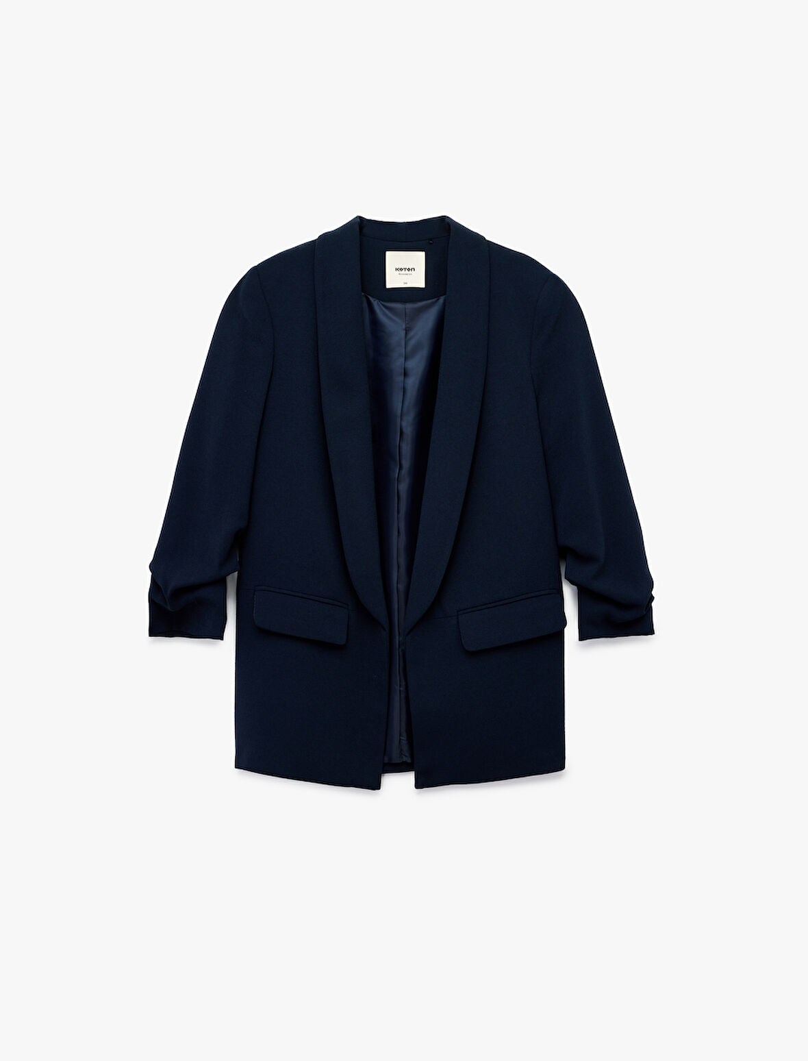 Krep Kumaş Regular Fit Şal Yaka 3/4 Kollu Blazer Ceket