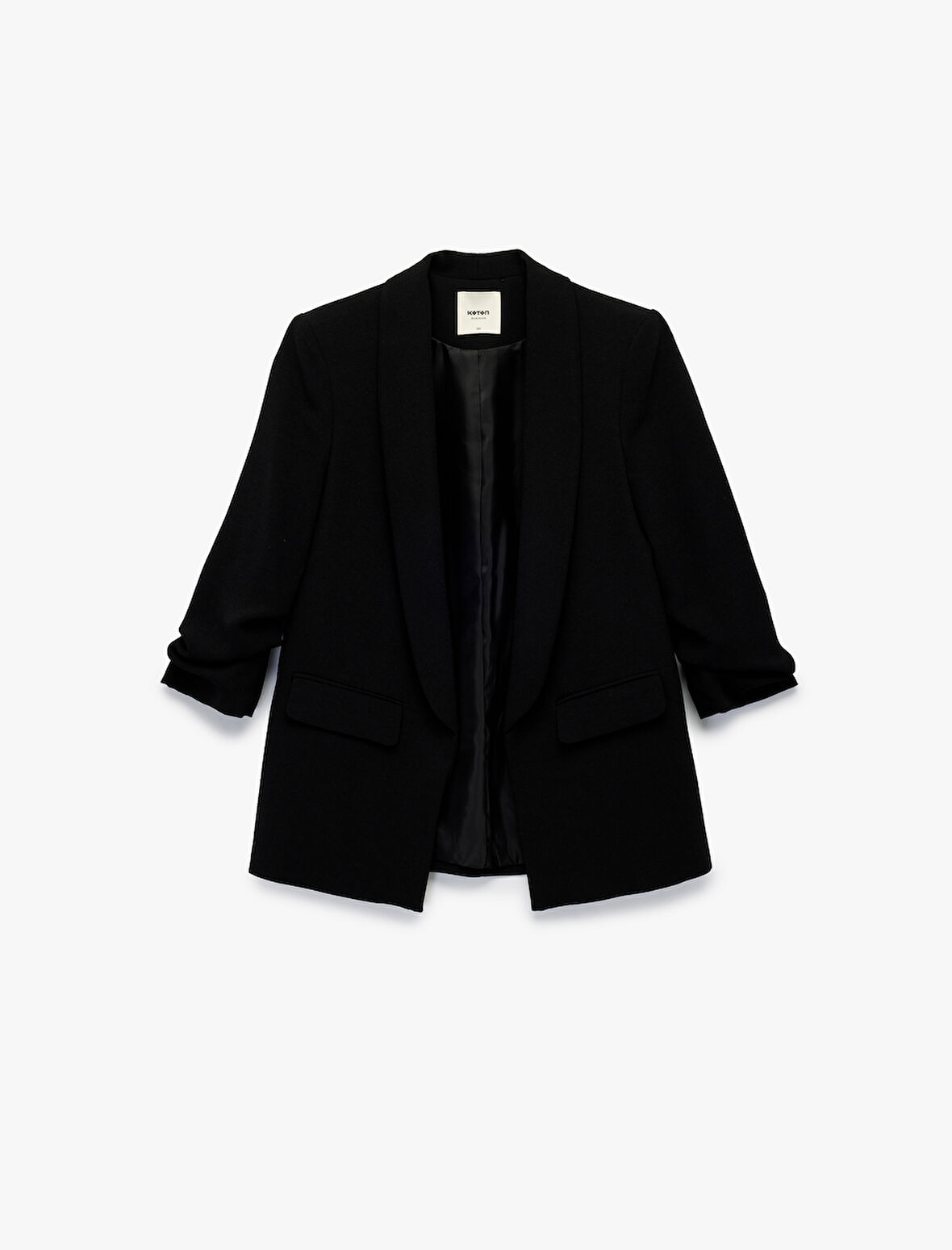Krep Kumaş Regular Fit Şal Yaka 3/4 Kollu Blazer Ceket