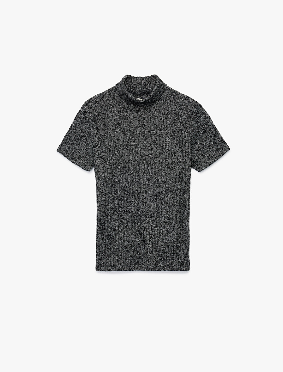 Slim Fit Kaşkorse Simli Balıkçı Yaka Kısa Kollu Tişört