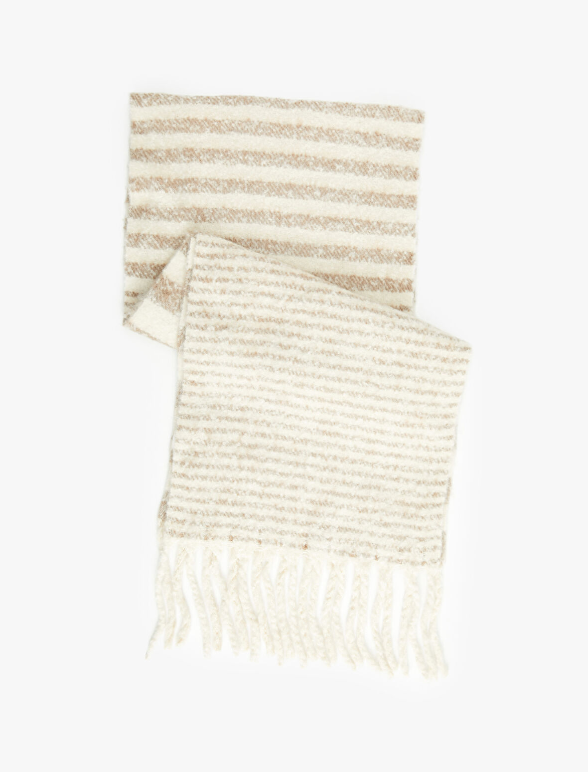 Çizgili Yumuşak Dokulu Püsküllü Uzun Atkı