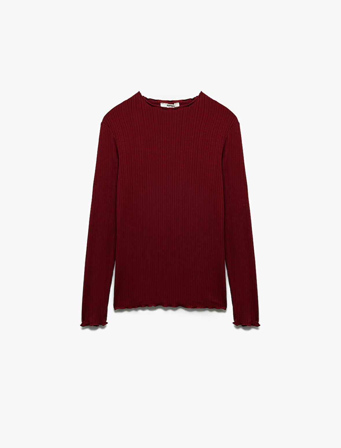 Kaşkorse Viskon Slim Fit Uzun Kollu Hafif Dik Yaka Tişört