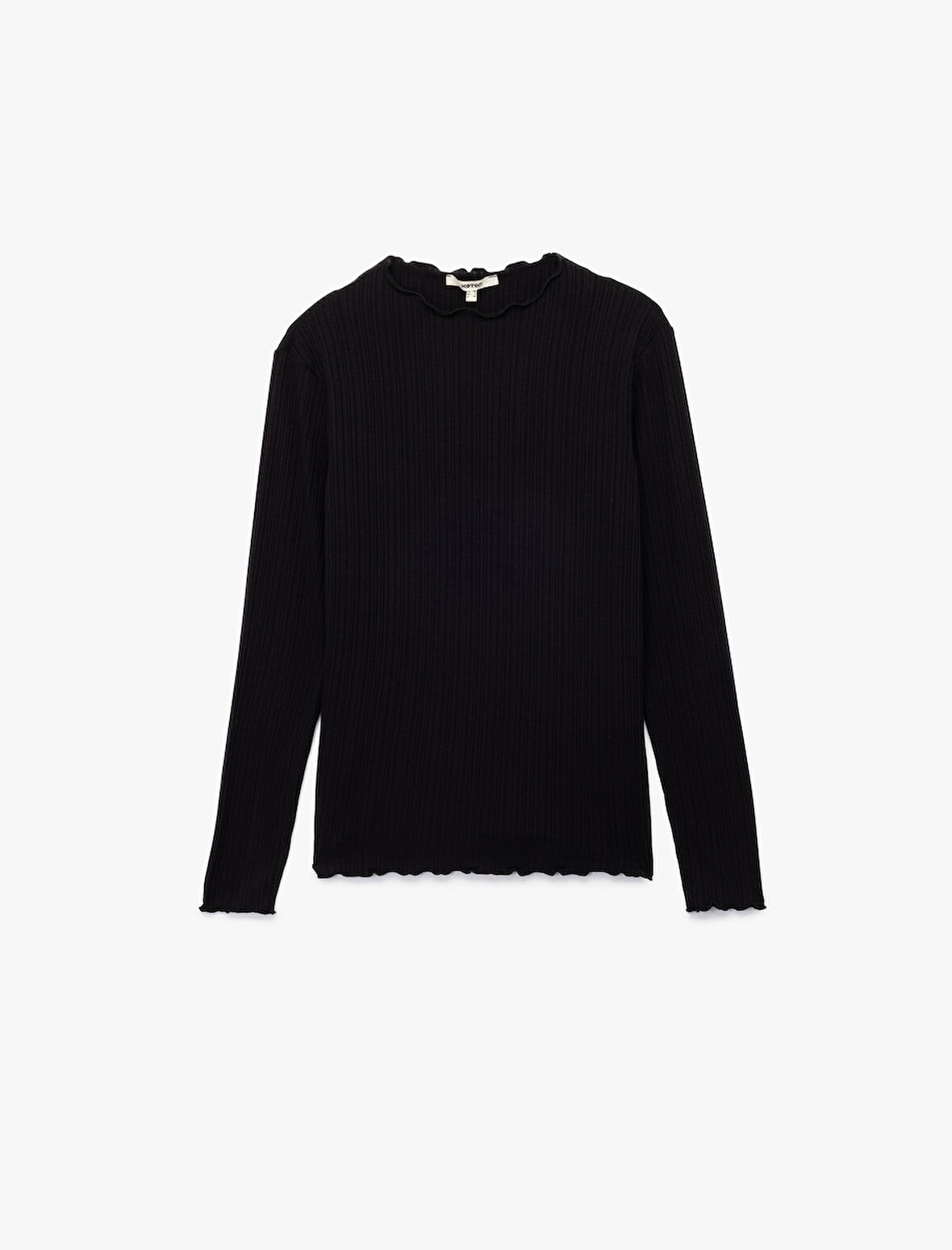 Kaşkorse Viskon Slim Fit Uzun Kollu Hafif Dik Yaka Tişört