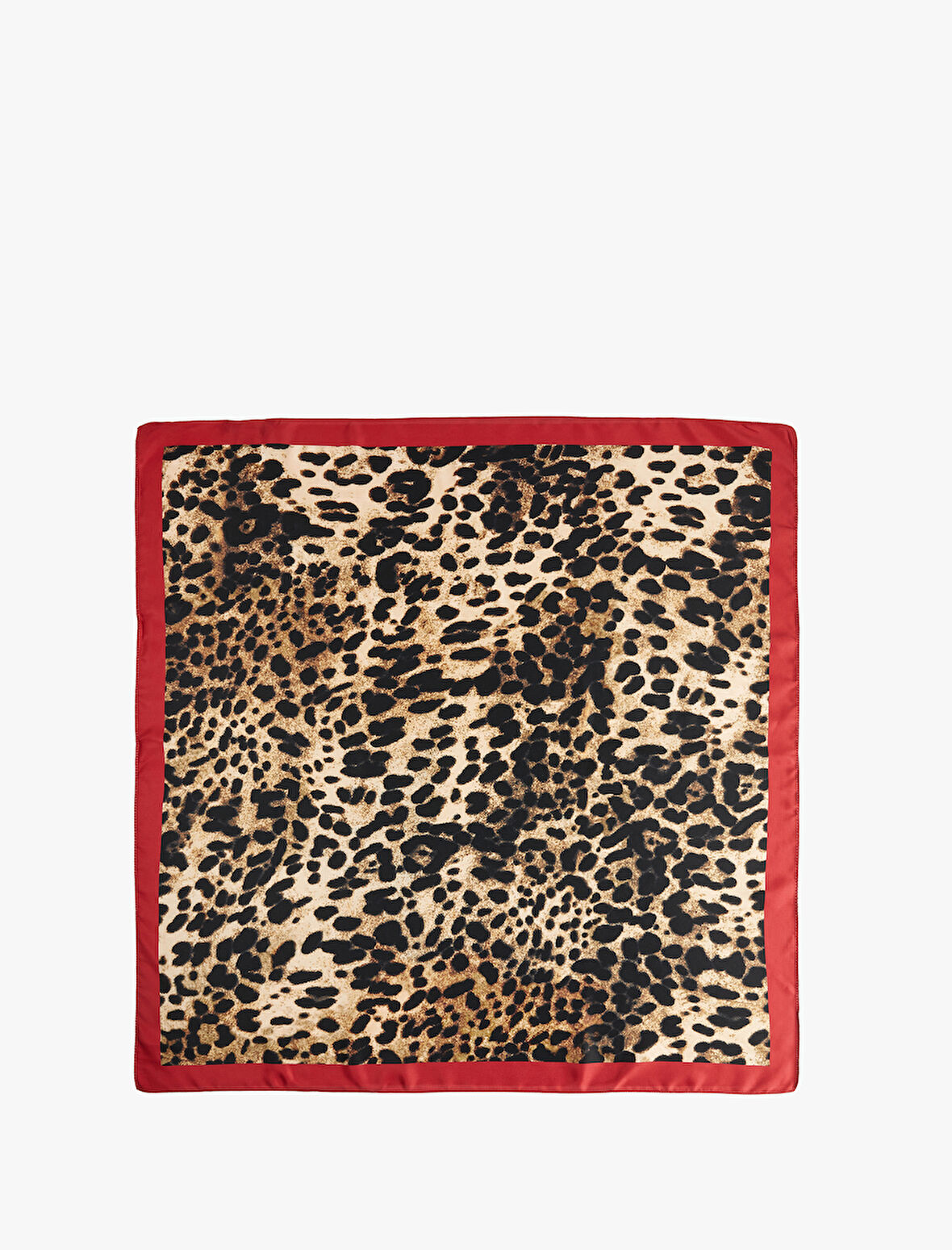 Leopar Desenli Saten Kare Şal
