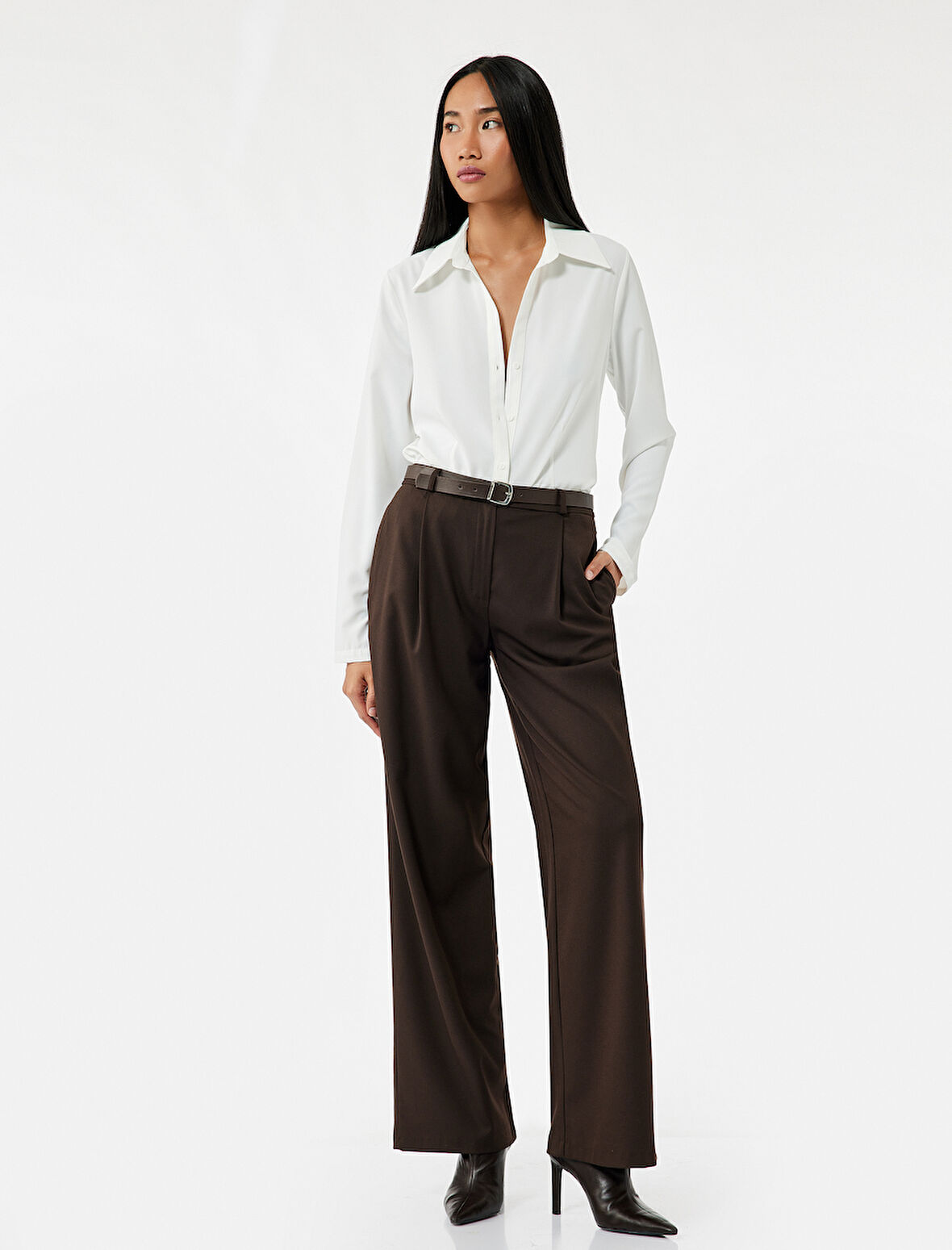 Regular Fit Uzun Kollu Klasik Yaka Saten Gömlek