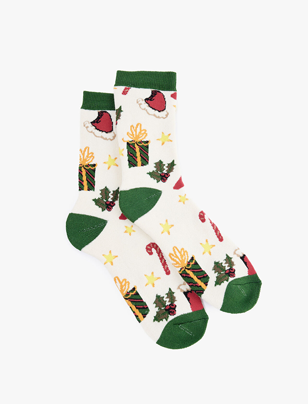 Renk Kontrastlı Pamuklu Soket Havlu Yılbaşı Çorabı