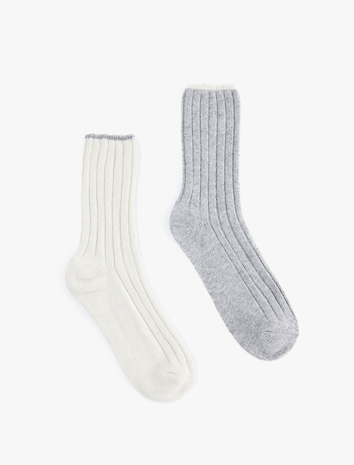 Koyun Yünü Karışımlı Çizgili 2'li Kalın Soket Çorap Seti