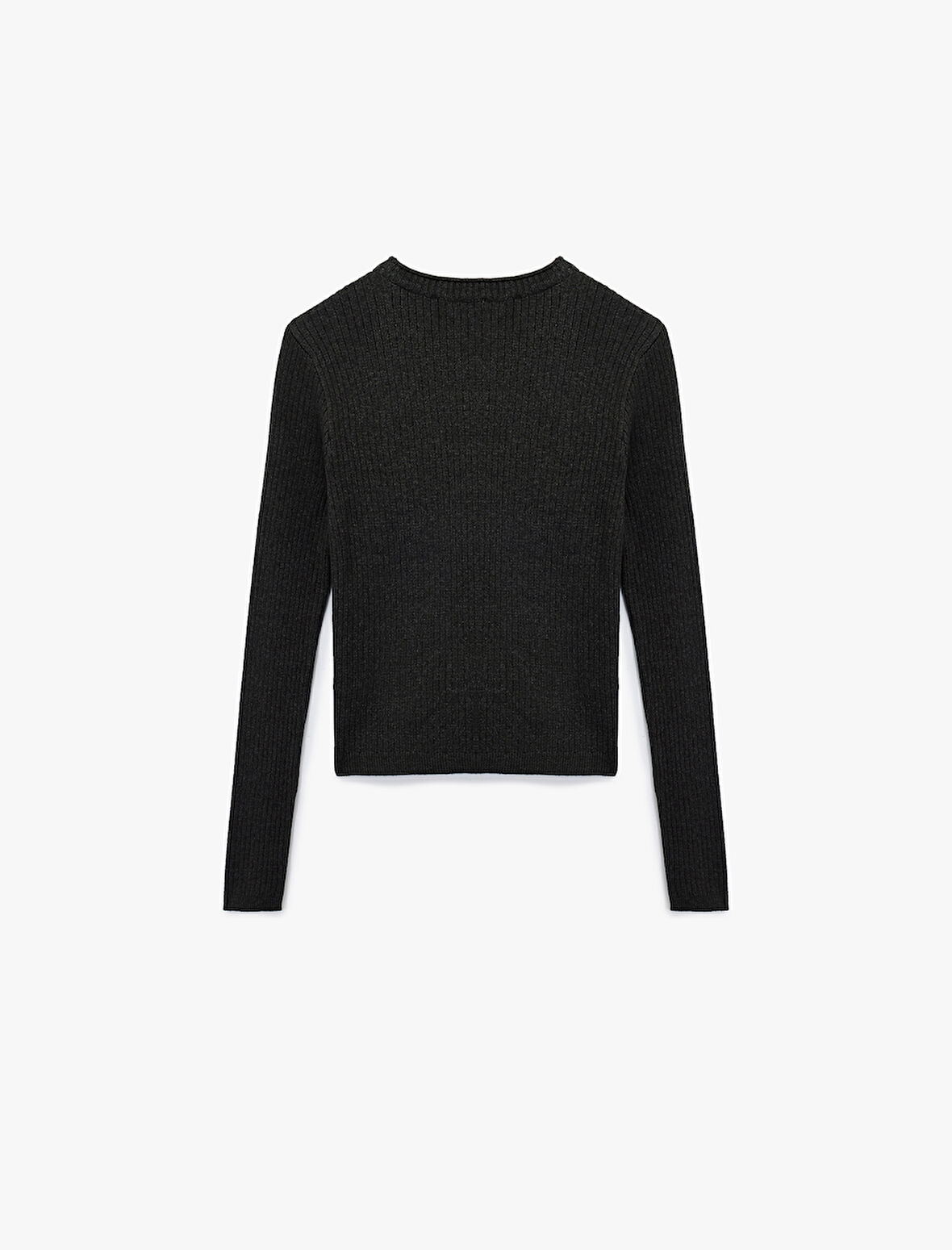 Uzun Kollu Bisiklet Yaka Taşlı Triko Kazak