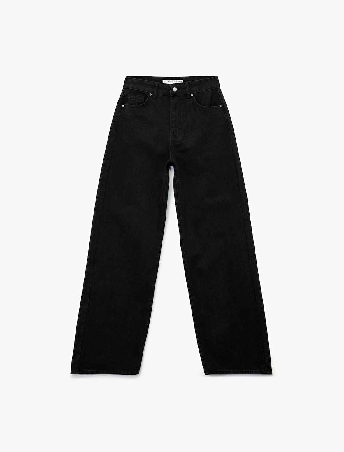Yüksek Bel Pamuklu Düğmeli Geniş Paça Jean Pantolon -  Wide Leg Jeans