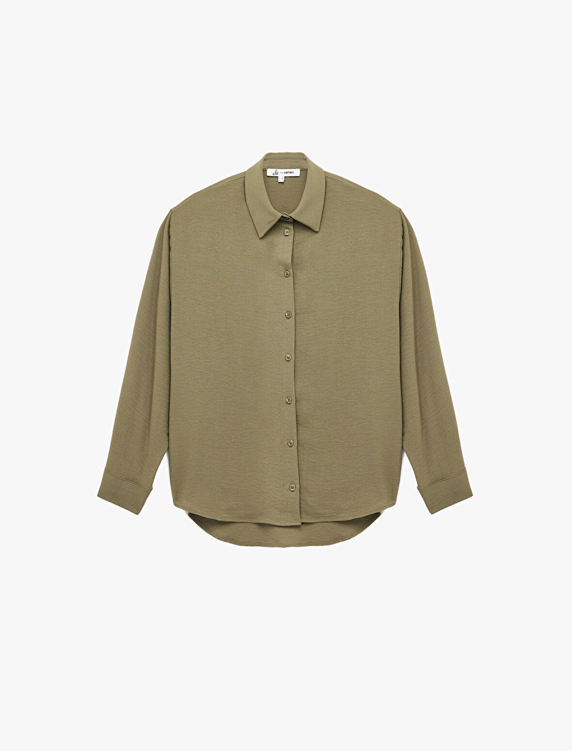 Aerobin Kumaş Düğmeli Klasik Yaka Uzun Kollu Oversize Gömlek