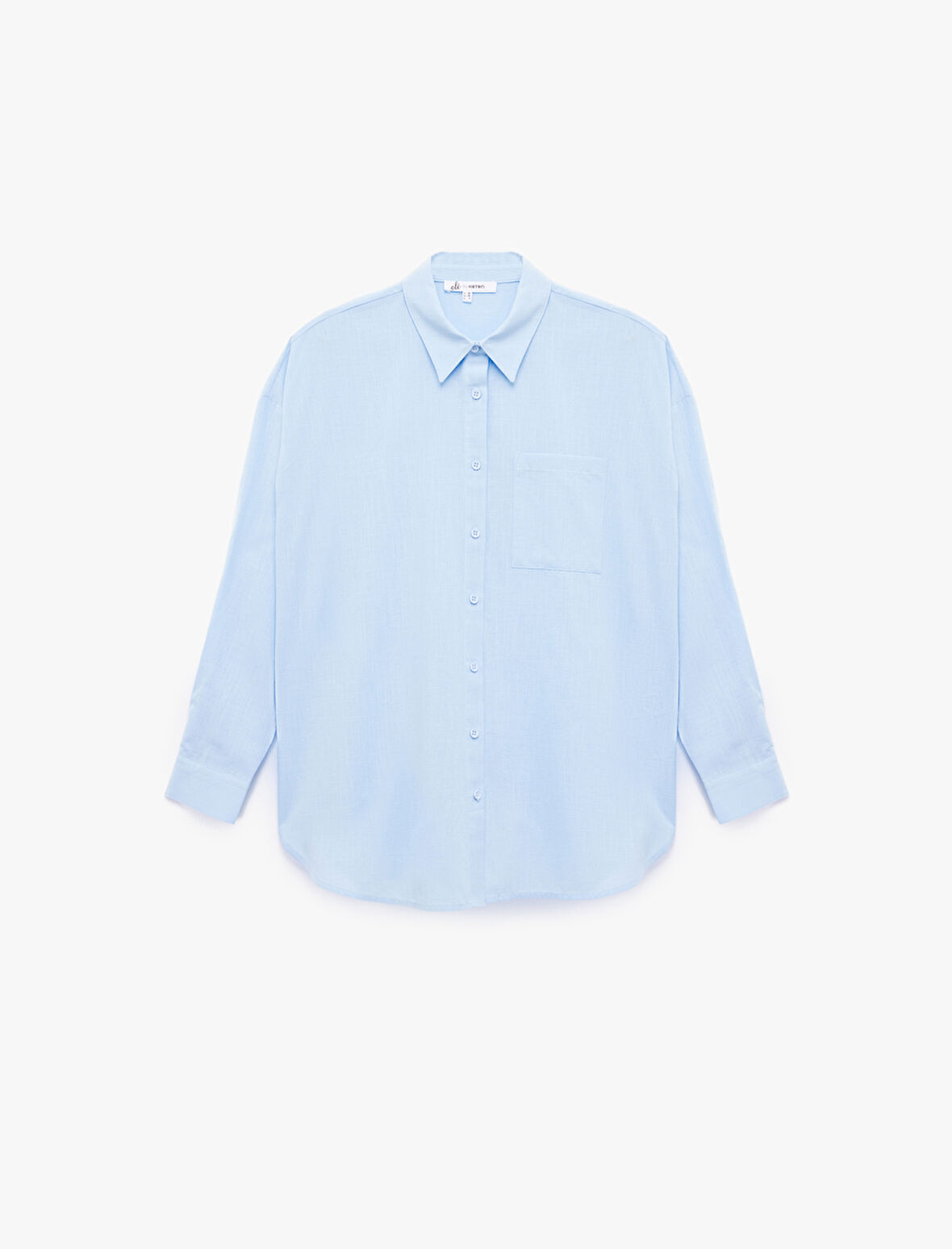 Pamuklu Klasik Yaka Düğmeli Uzun Kollu Oversize Gömlek