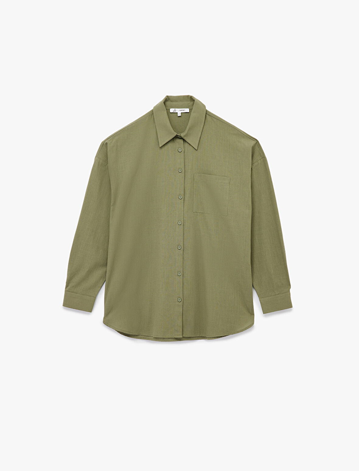 Pamuklu Klasik Yaka Düğmeli Uzun Kollu Oversize Gömlek