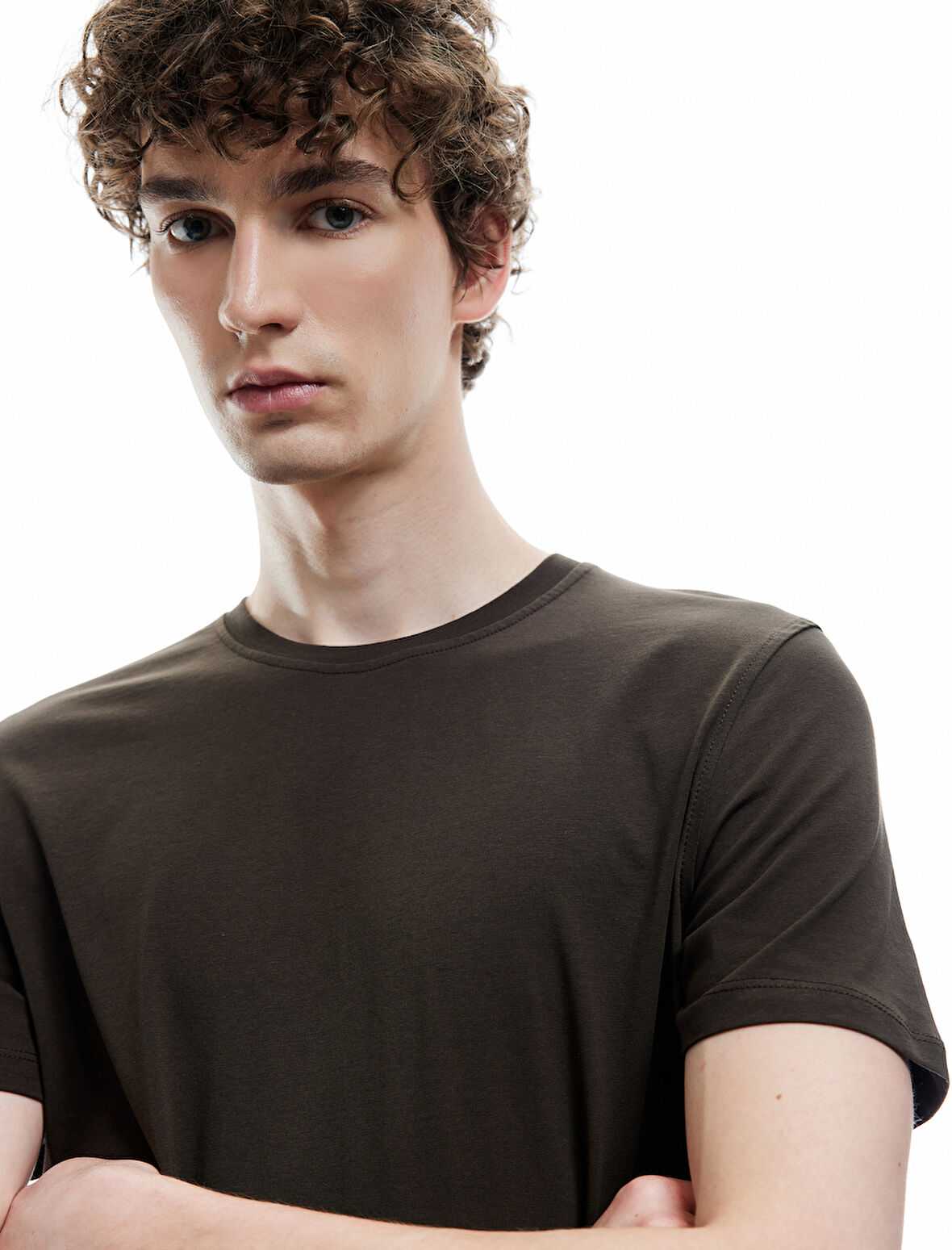 Pamuklu Kısa Kollu Bisiklet Yaka Erkek Basic Tişört