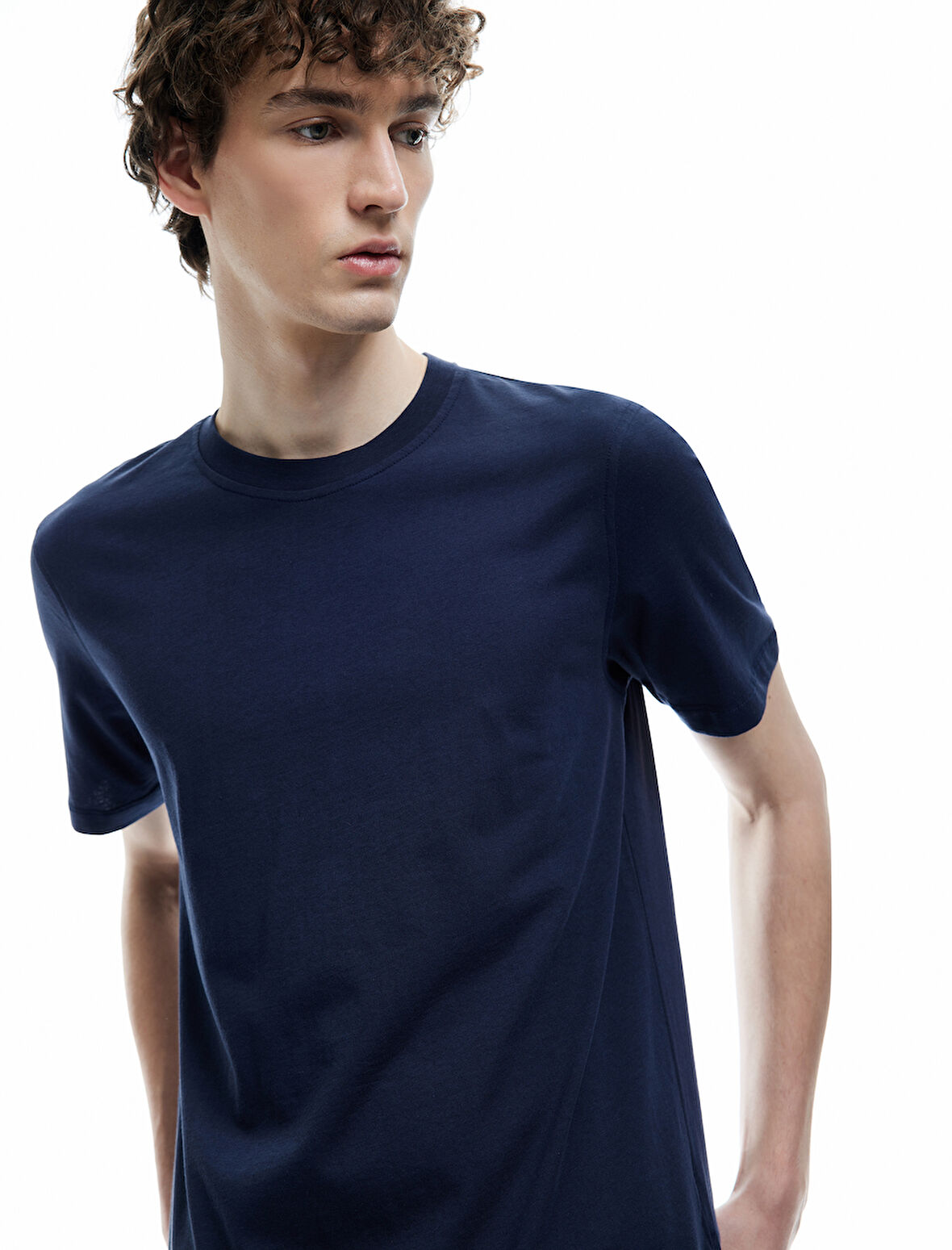 Pamuklu Kısa Kollu Bisiklet Yaka Erkek Basic Tişört