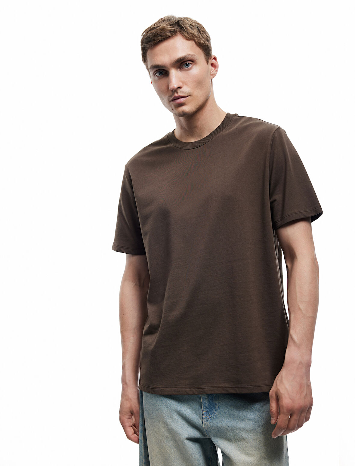 Kısa Kollu Bisiklet Yaka Tok Kumaş Regular Fit Pamuklu Tişört