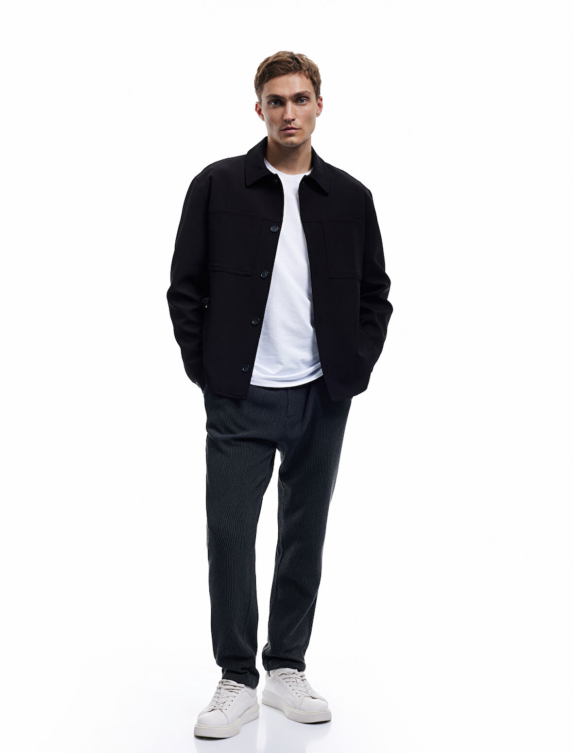 Normal Bel Cep Detaylı Düğmeli Fitilli Chino Pantolon