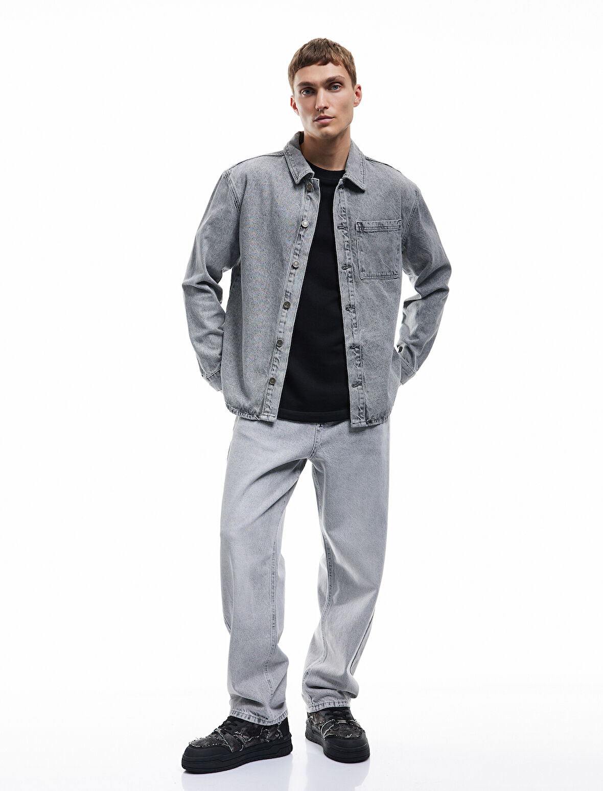 Pamuklu Cep Detaylı Bol Baggy Jean Pantolon