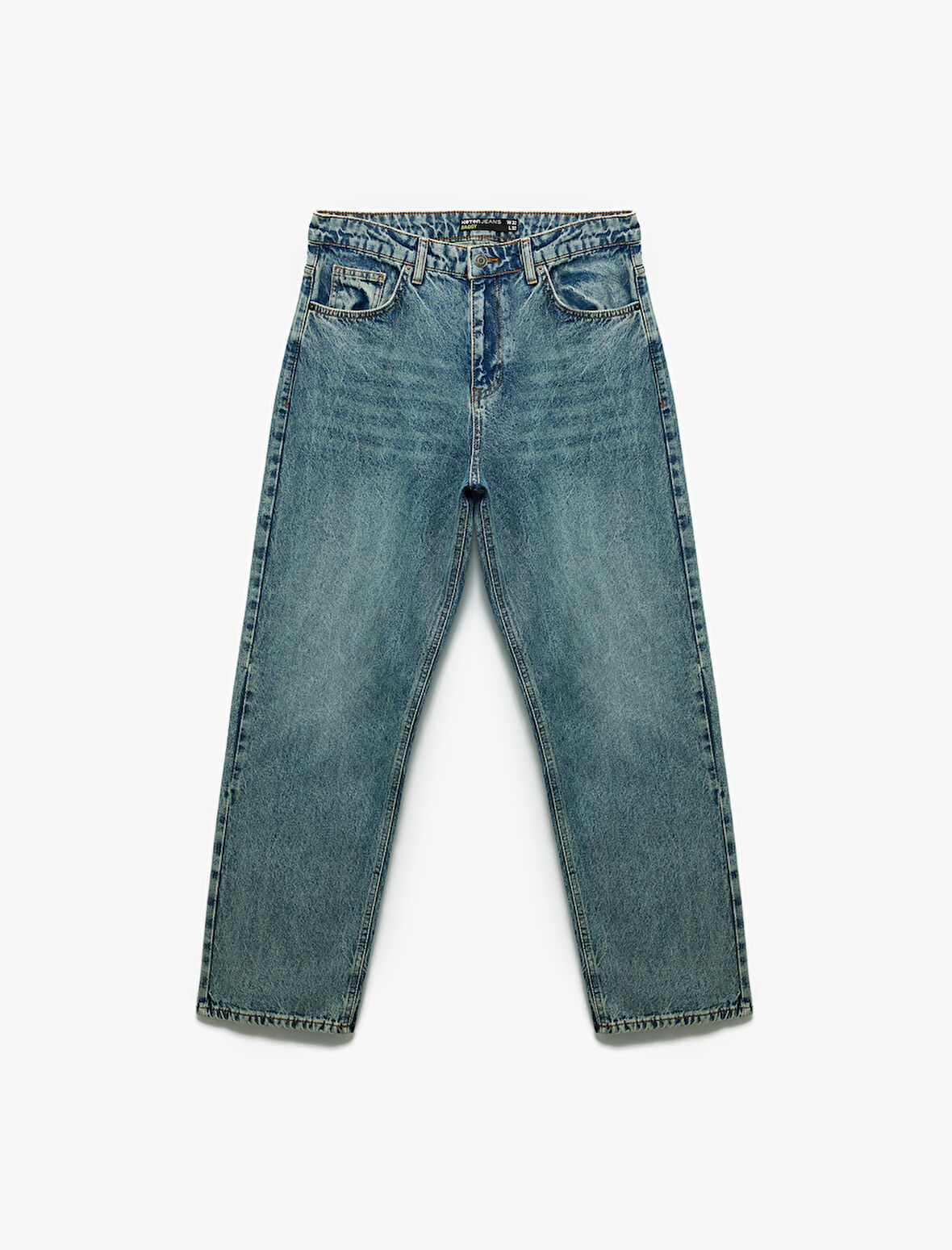 Pamuklu Cep Detaylı Bol Baggy Jean Pantolon