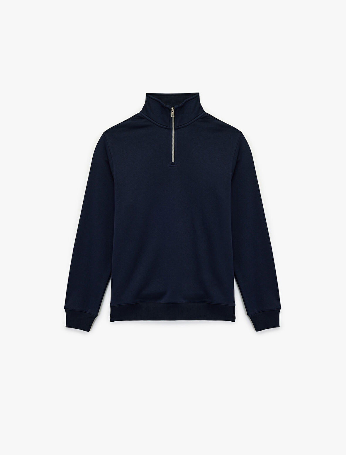 Uzun Kollu Şardonlu Basic Yarım Fermuarlı Sweatshirt