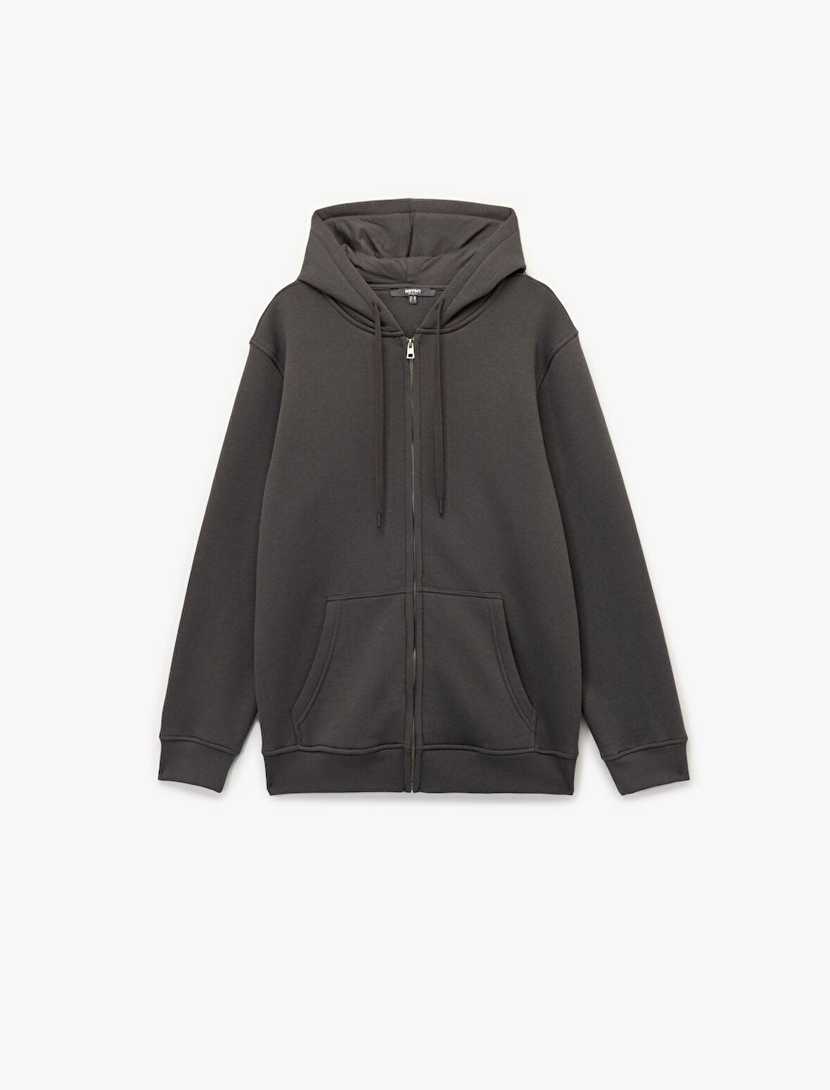 Uzun Kollu Şardonlu Fermuarlı Kanguru Cepli Sweatshirt