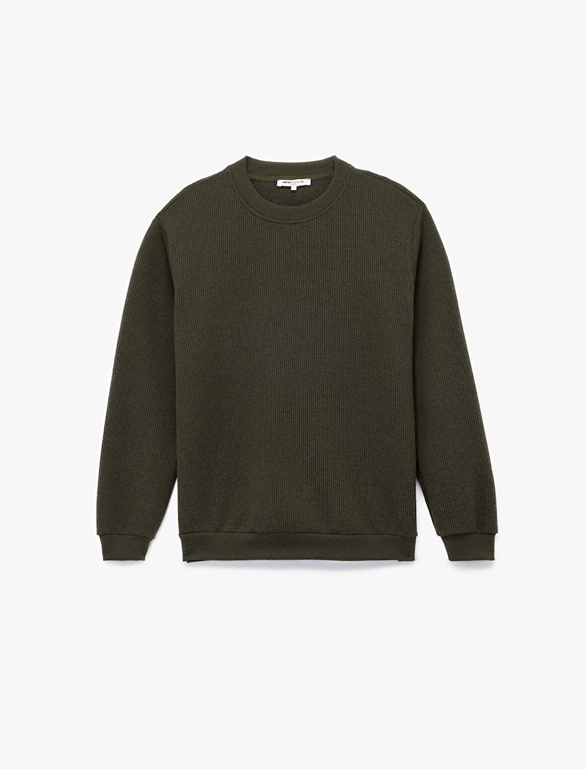 Dokulu Uzun Kollu Basic Bisiklet Yaka Sweatshirt