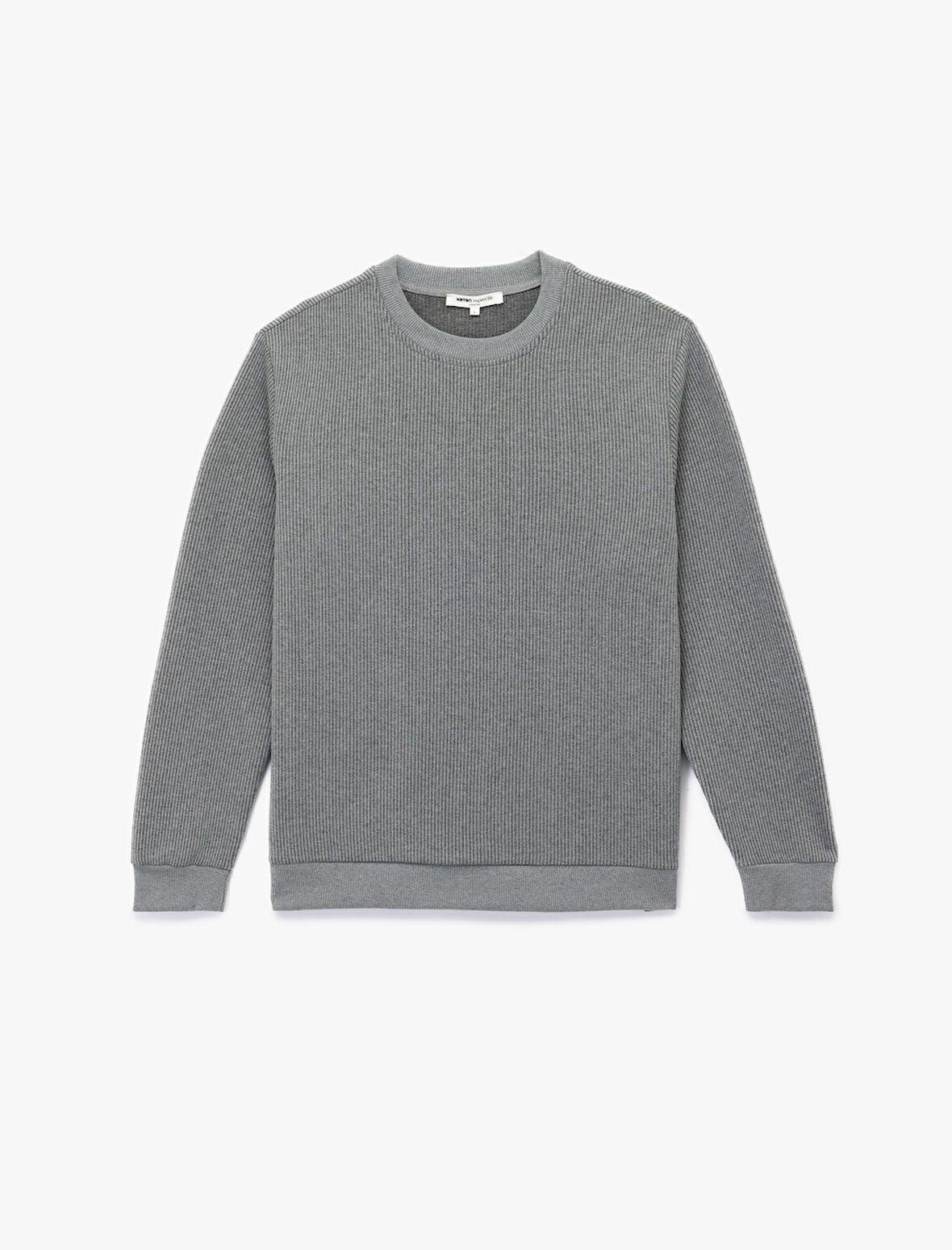 Dokulu Uzun Kollu Basic Bisiklet Yaka Sweatshirt