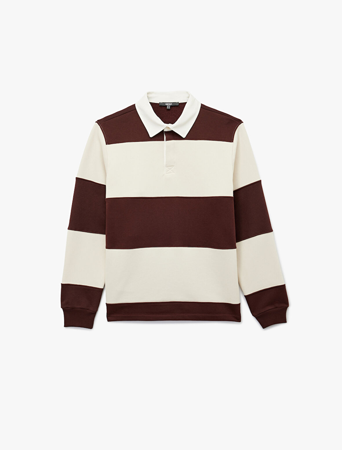 Regular Fit Renk Bloklu Uzun Kollu Polo Yaka Sweatshirt