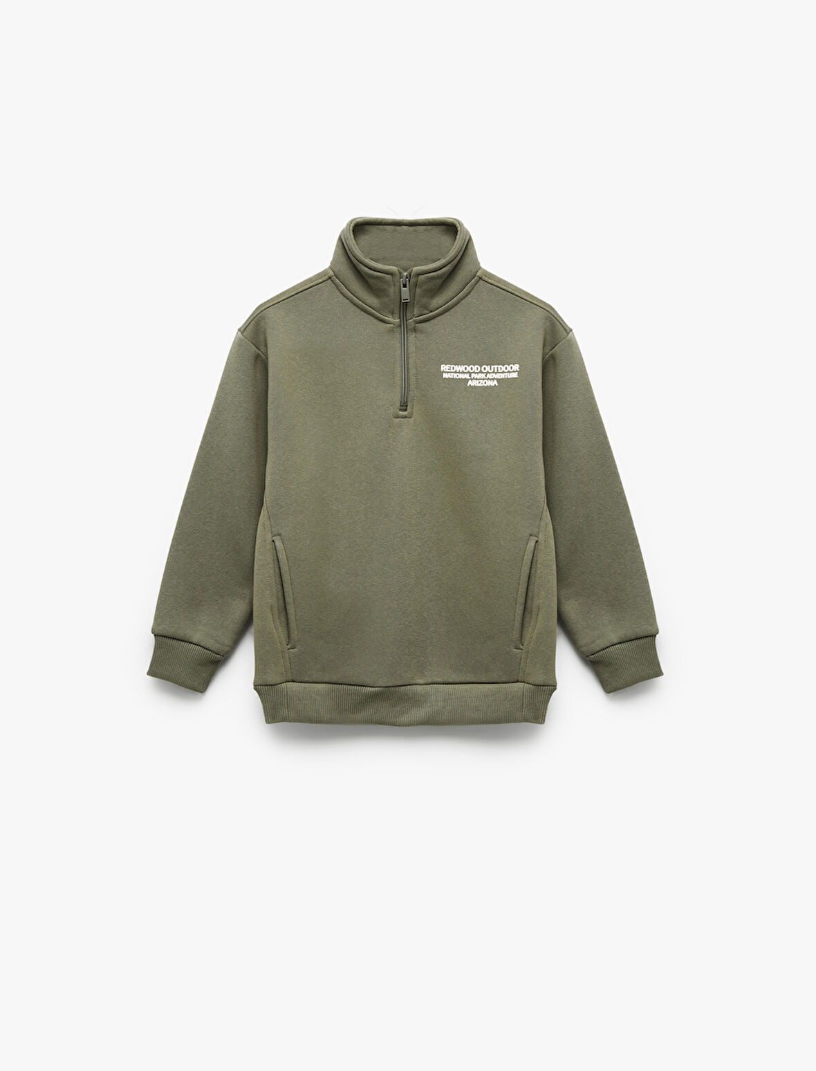 Uzun Kollu Şardonlu Yarım Fermuarlı Dik Yaka Sweatshirt