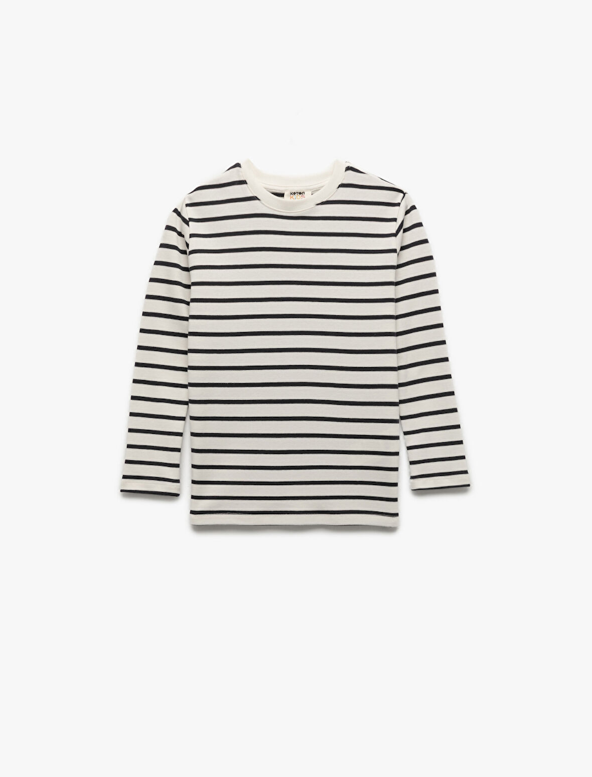 Pamuklu Uzun Kollu Bisiklet Yaka Çizgili Tişört