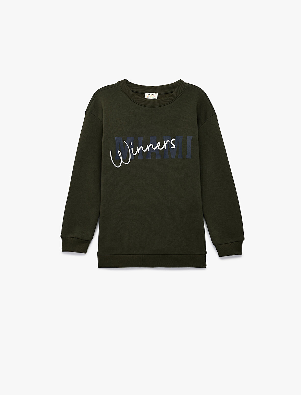 Baskılı Uzun Kollu Bisiklet Yaka Şardonlu Sweatshirt