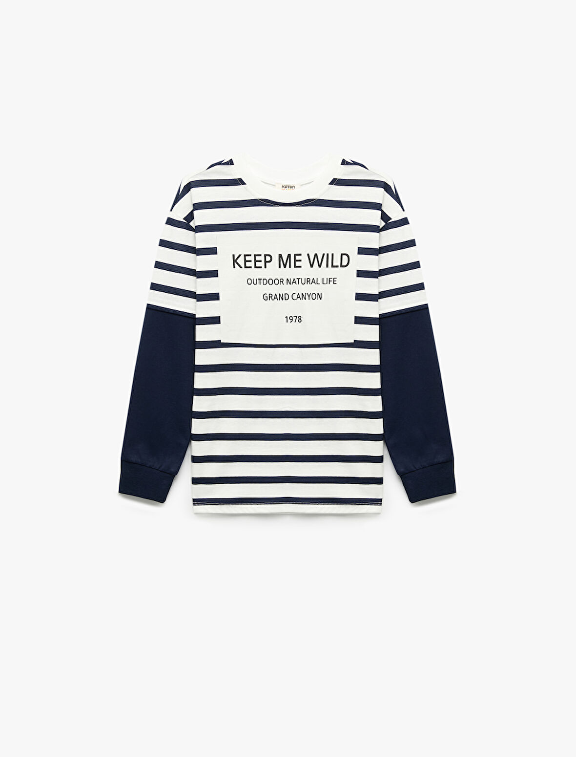 Baskılı Uzun Kollu Bisiklet Yaka Pamuklu Tişört