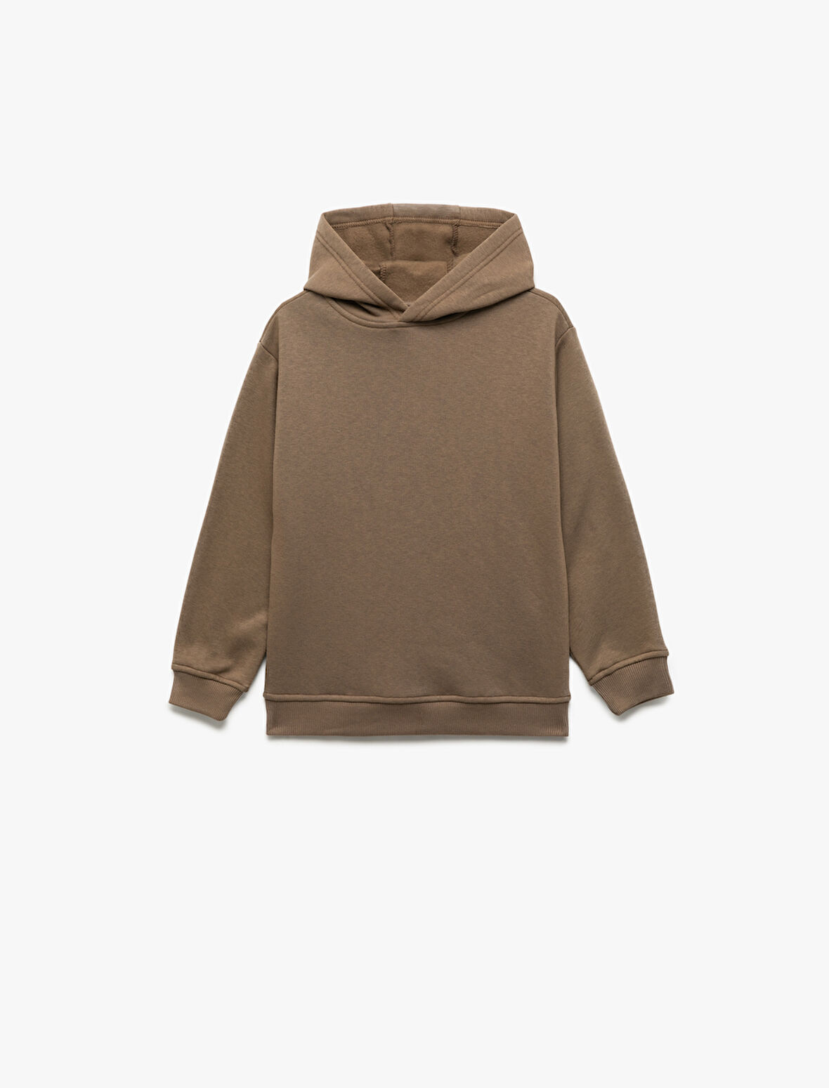Oversize Şardonlu Uzun Kollu Basic Kapşonlu Sweatshirt
