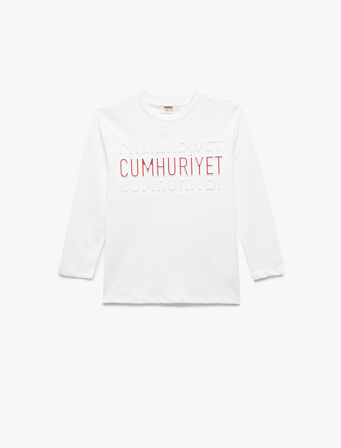 Uzun Kollu Bisiklet Yaka Pamuklu Cumhuriyet Baskılı Tişört