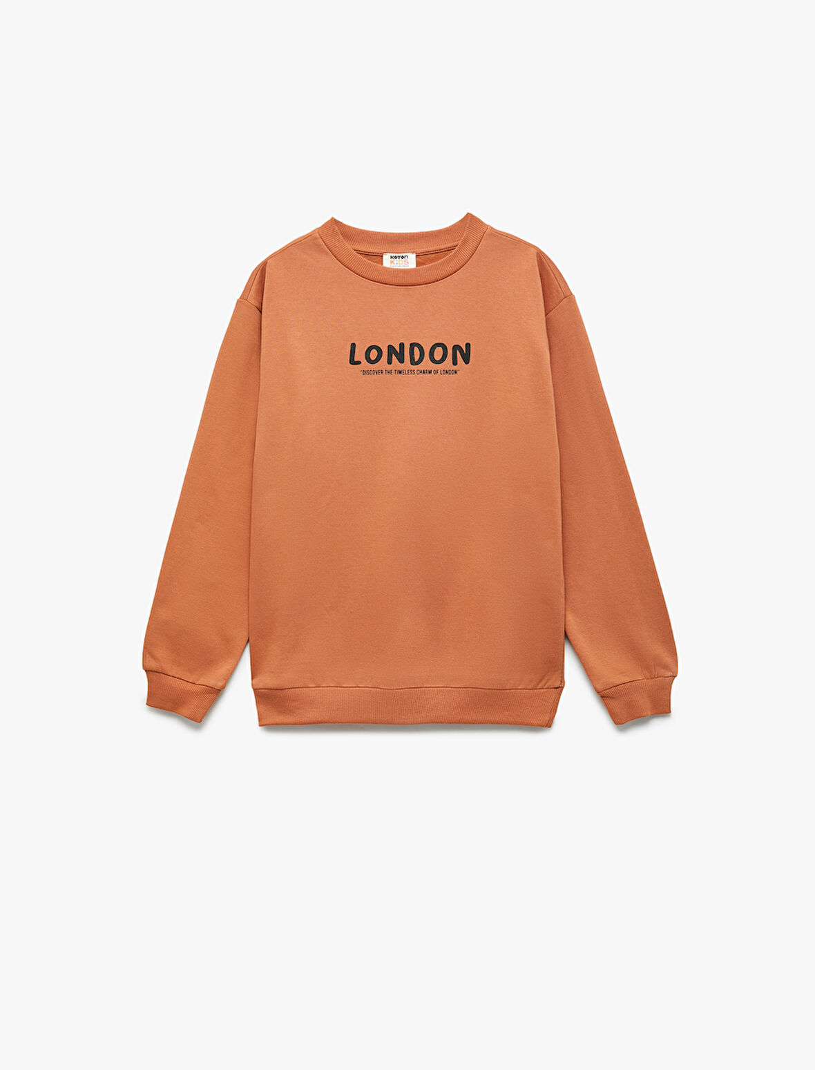 Pamuklu Uzun Kollu Bisiklet Yaka Baskılı Oversize Sweatshirt