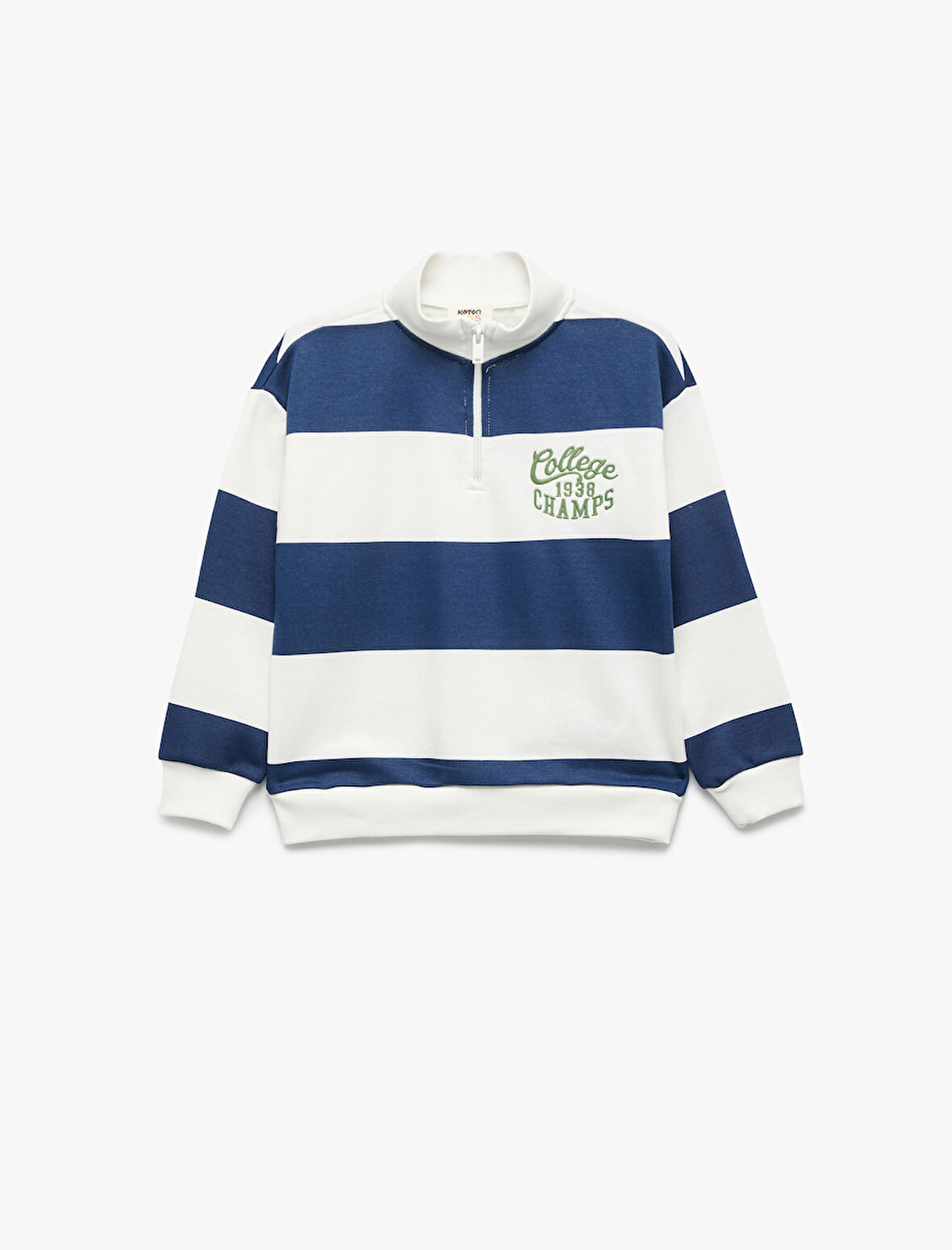 Dik Yaka Uzun Kollu Yarım Fermuarlı Oversize Sweatshirt