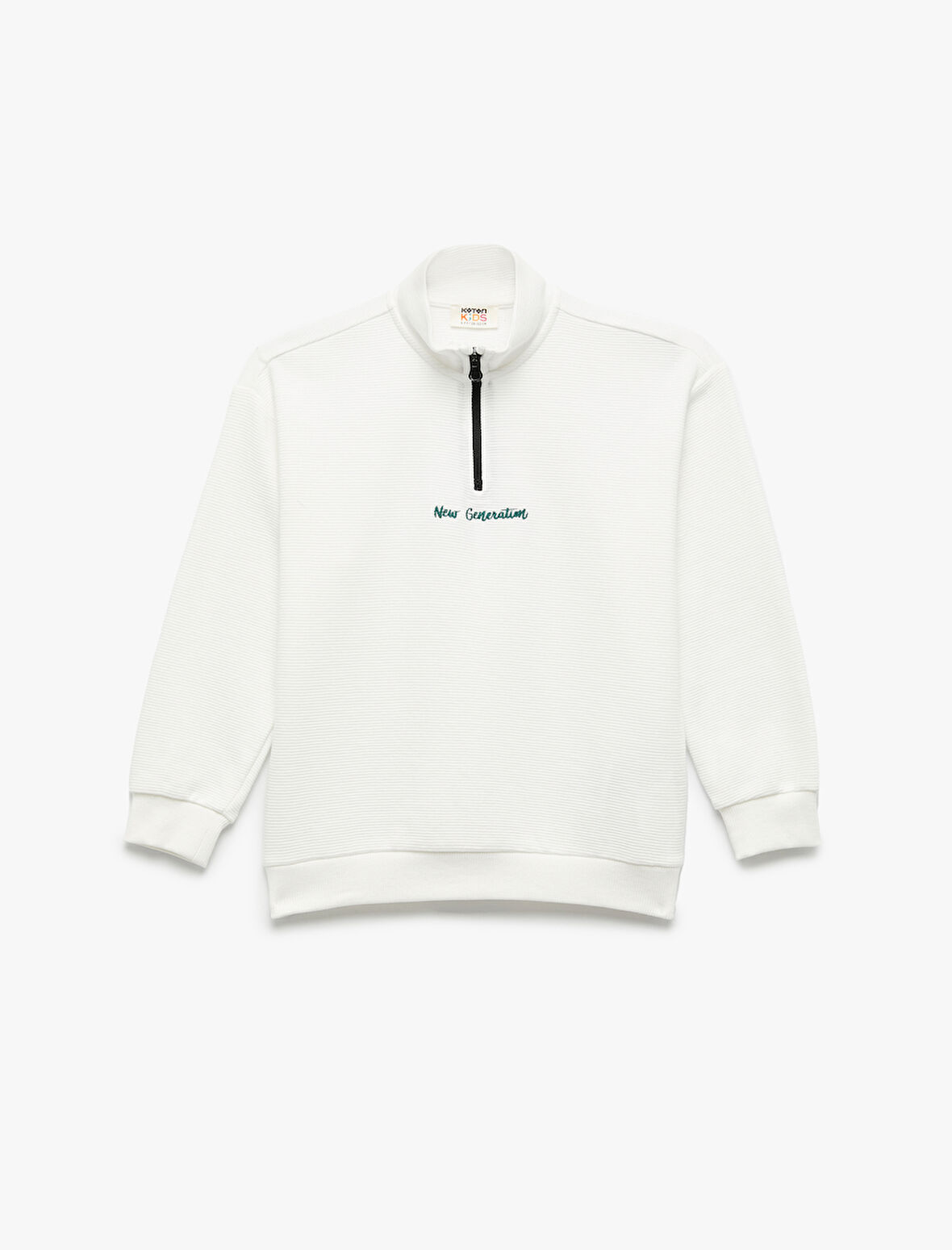 Dik Yaka Uzun Kollu Fermuarlı Sweatshirt