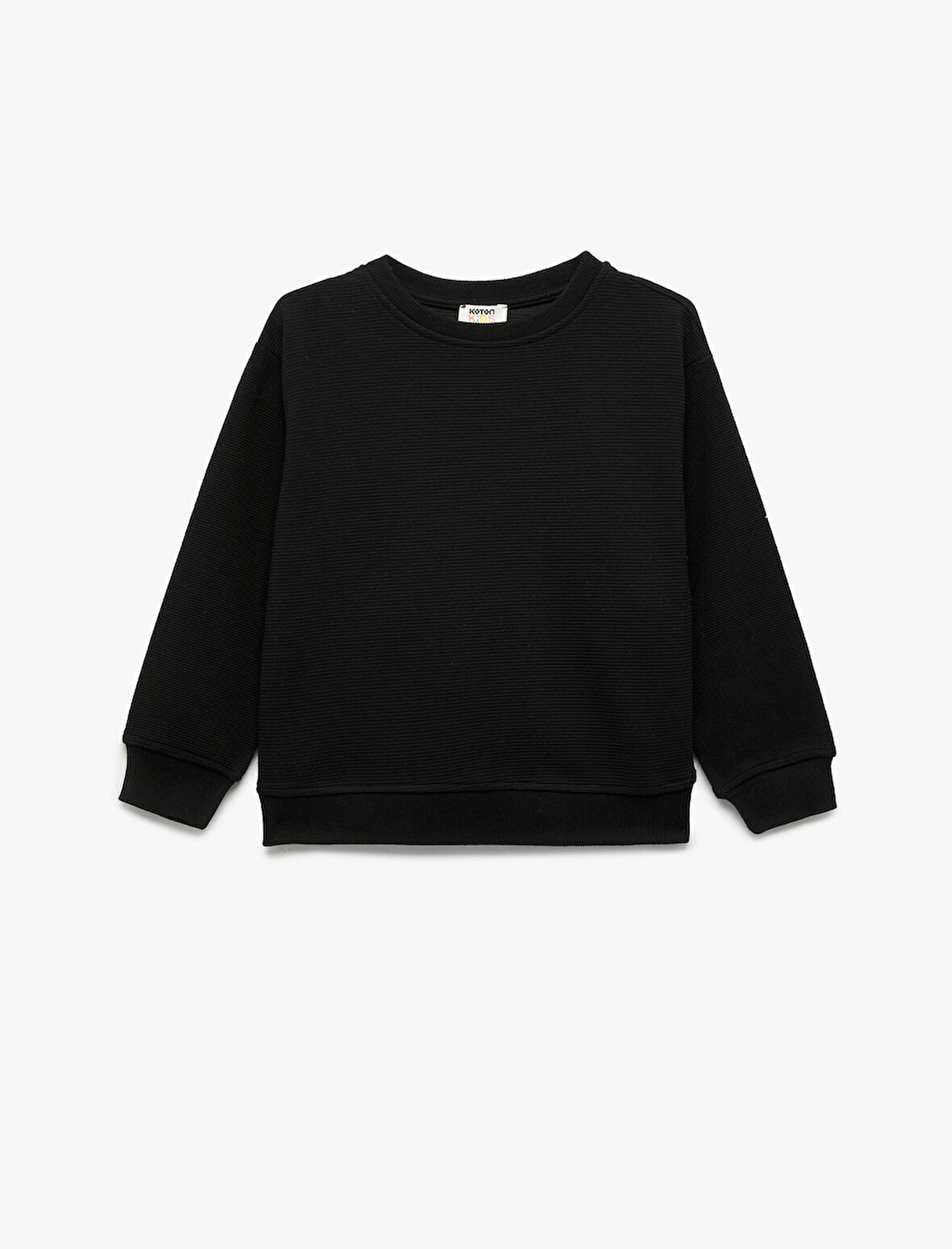 Uzun Kollu Bisiklet Yaka Şardonlu Basic Sweatshirt