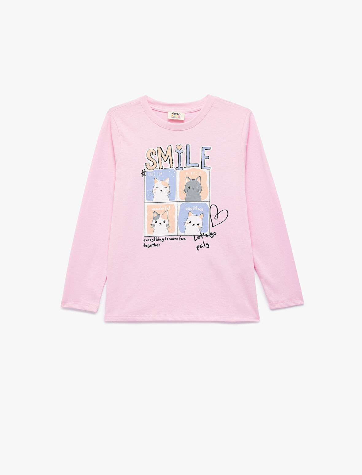 Pamuklu Uzun Kollu Bisiklet Yaka Kedili Tişört