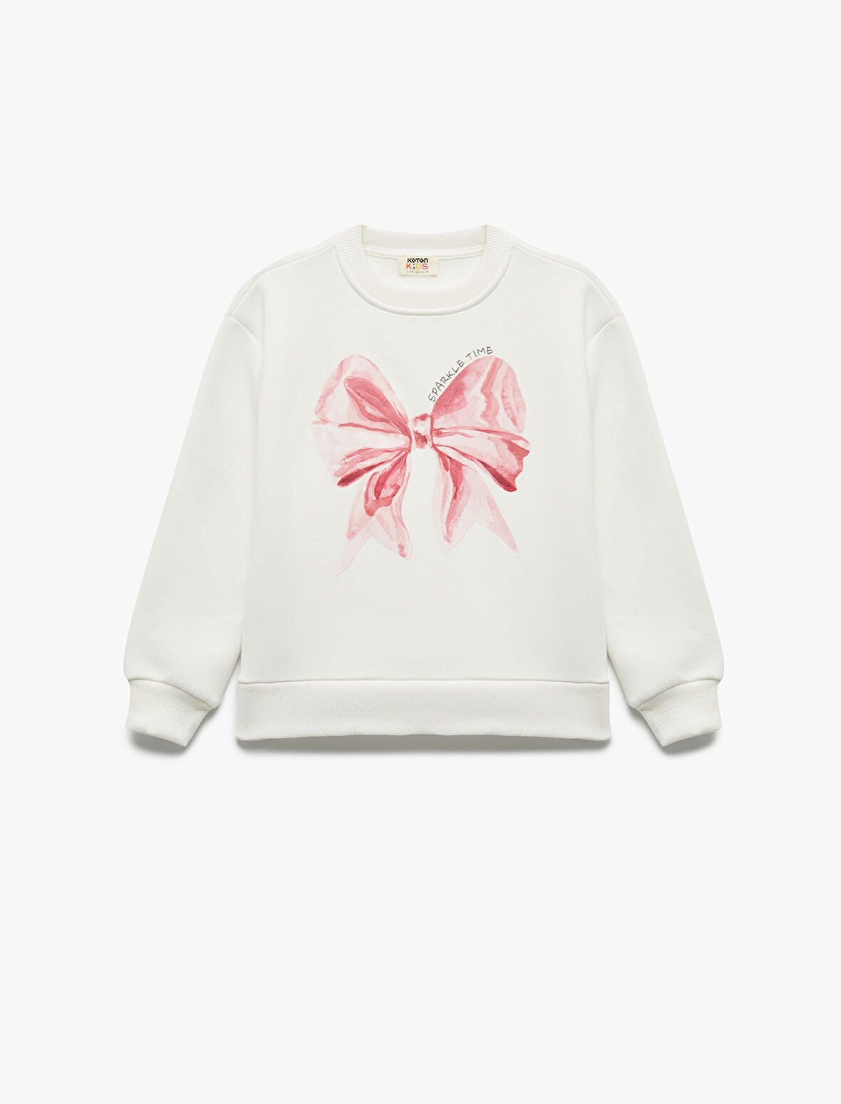 Uzun Kollu Bisiklet Yaka Şardonlu Fiyonk Baskılı Sweatshirt