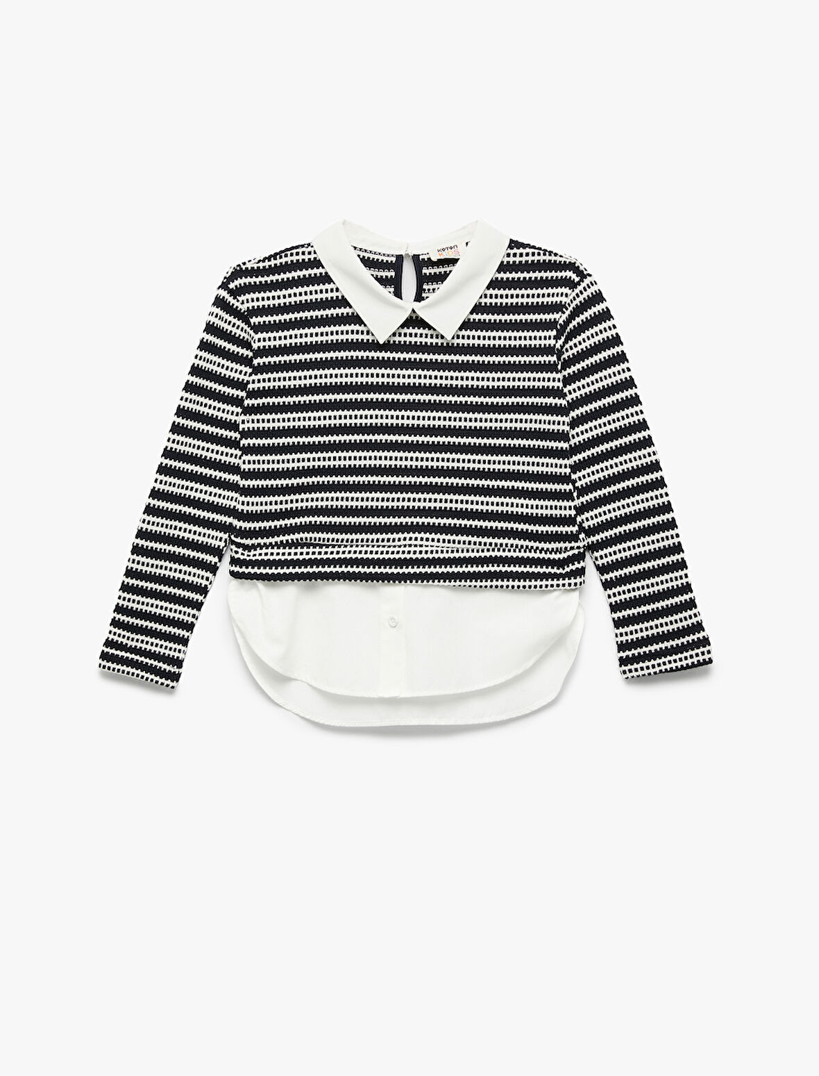 Uzun Kollu Gömlek Yaka Detaylı Sweatshirt