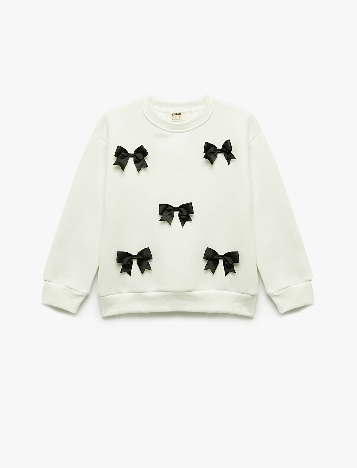 Fiyonklu Bisiklet Yaka Şardonlu Uzun Kollu Sweatshirt