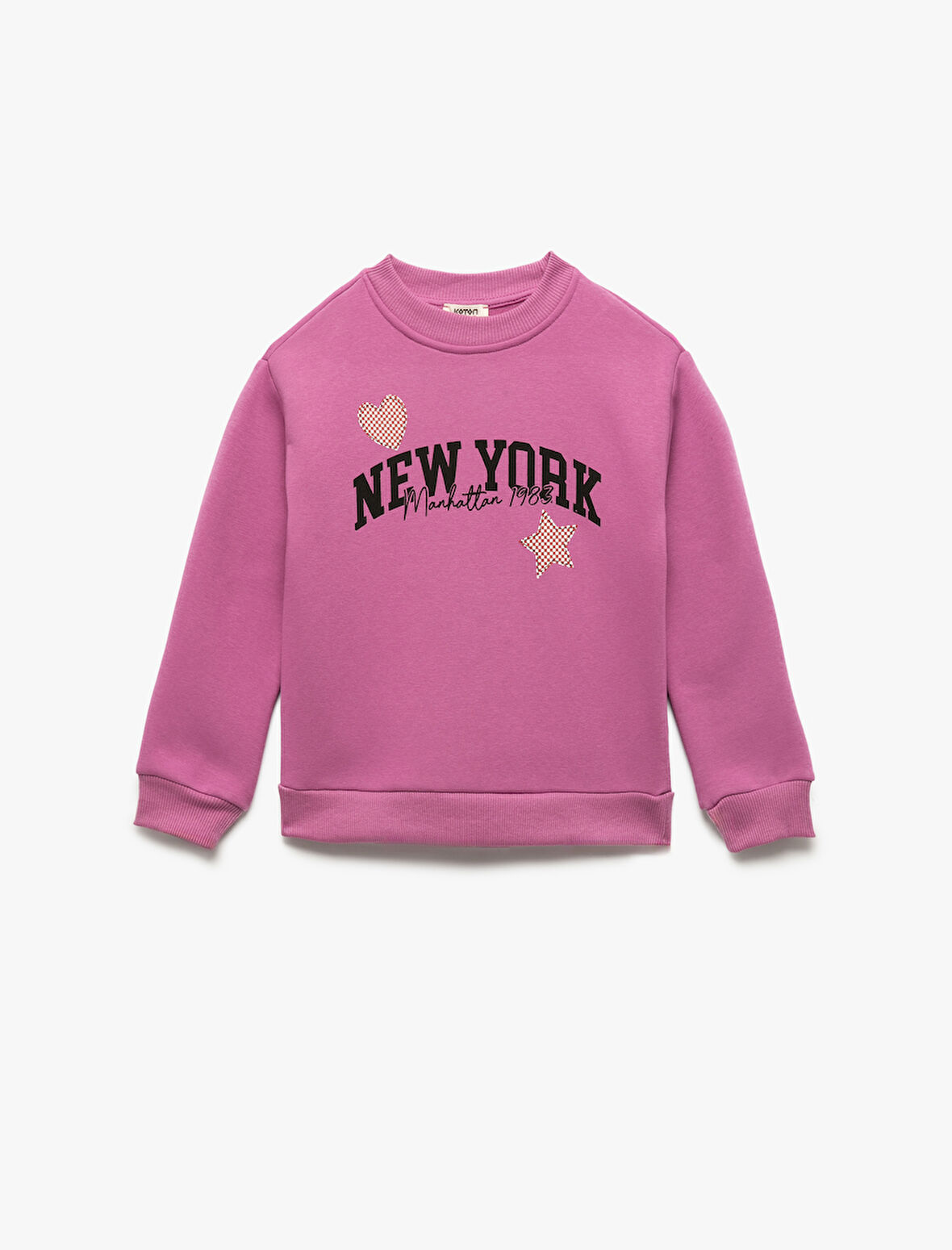 Bisiklet Yaka Uzun Kollu Baskılı Şardonlu Sweatshirt