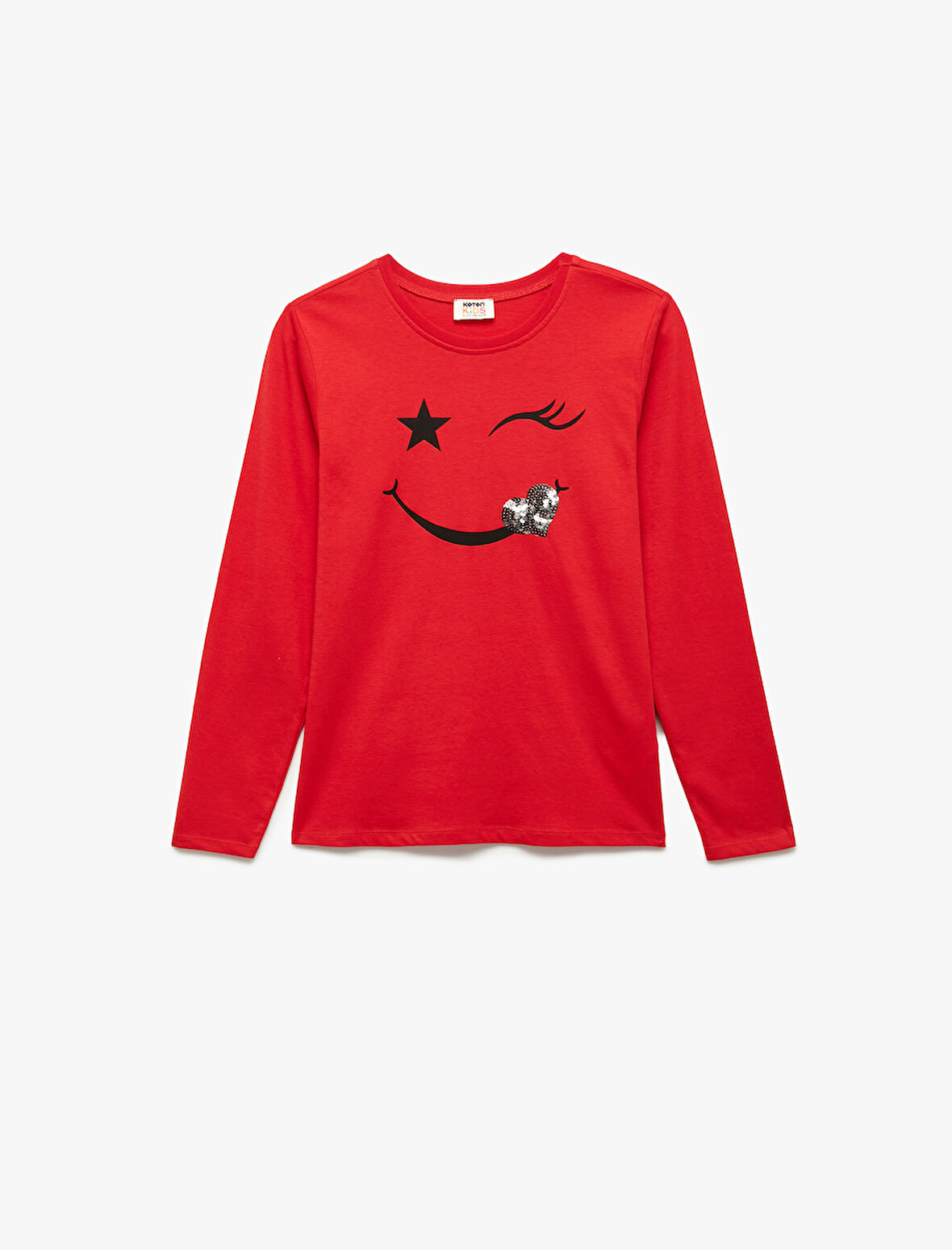 Uzun Kollu Bisiklet Yaka Pullu Payetli Tişört