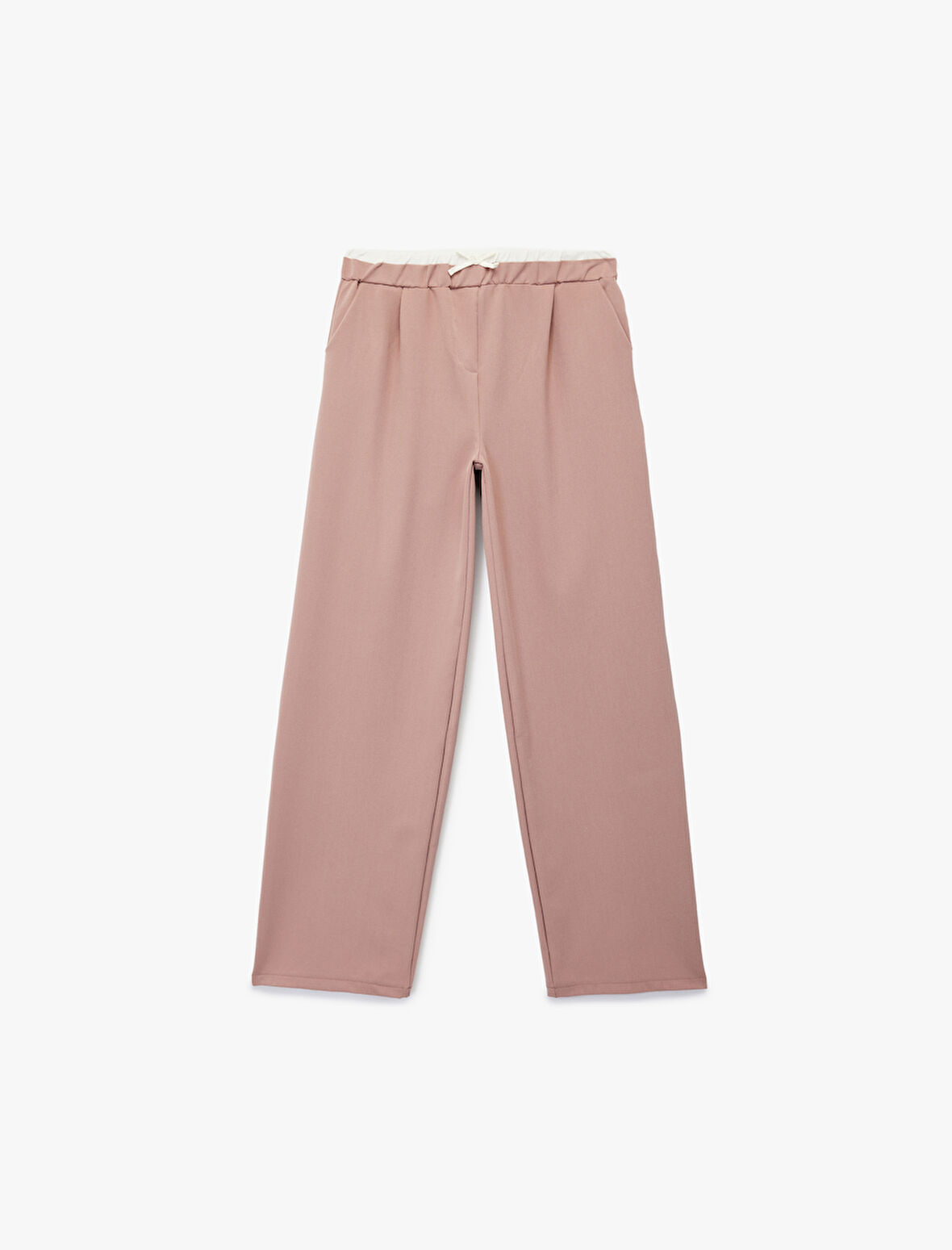 Beli Lastikli Yüksek Bel Basic Geniş Paça Pantolon
