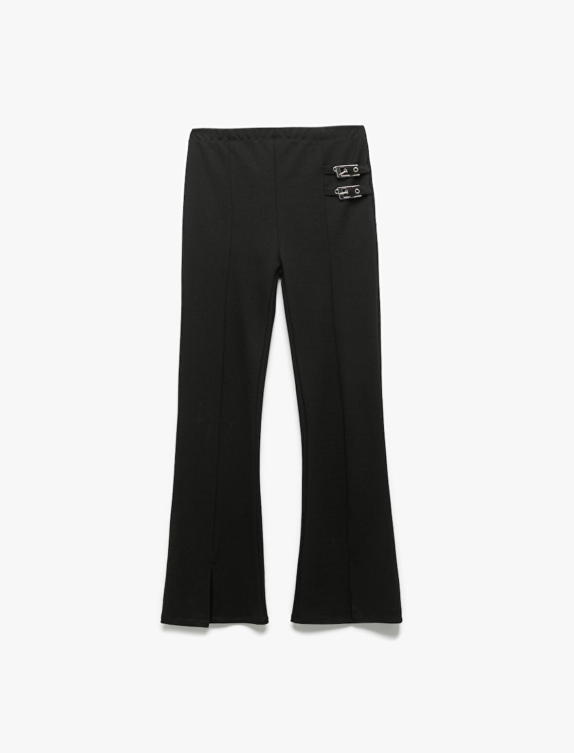 Viskon Karışımlı Toka Detaylı İspanyol Paça Pantolon