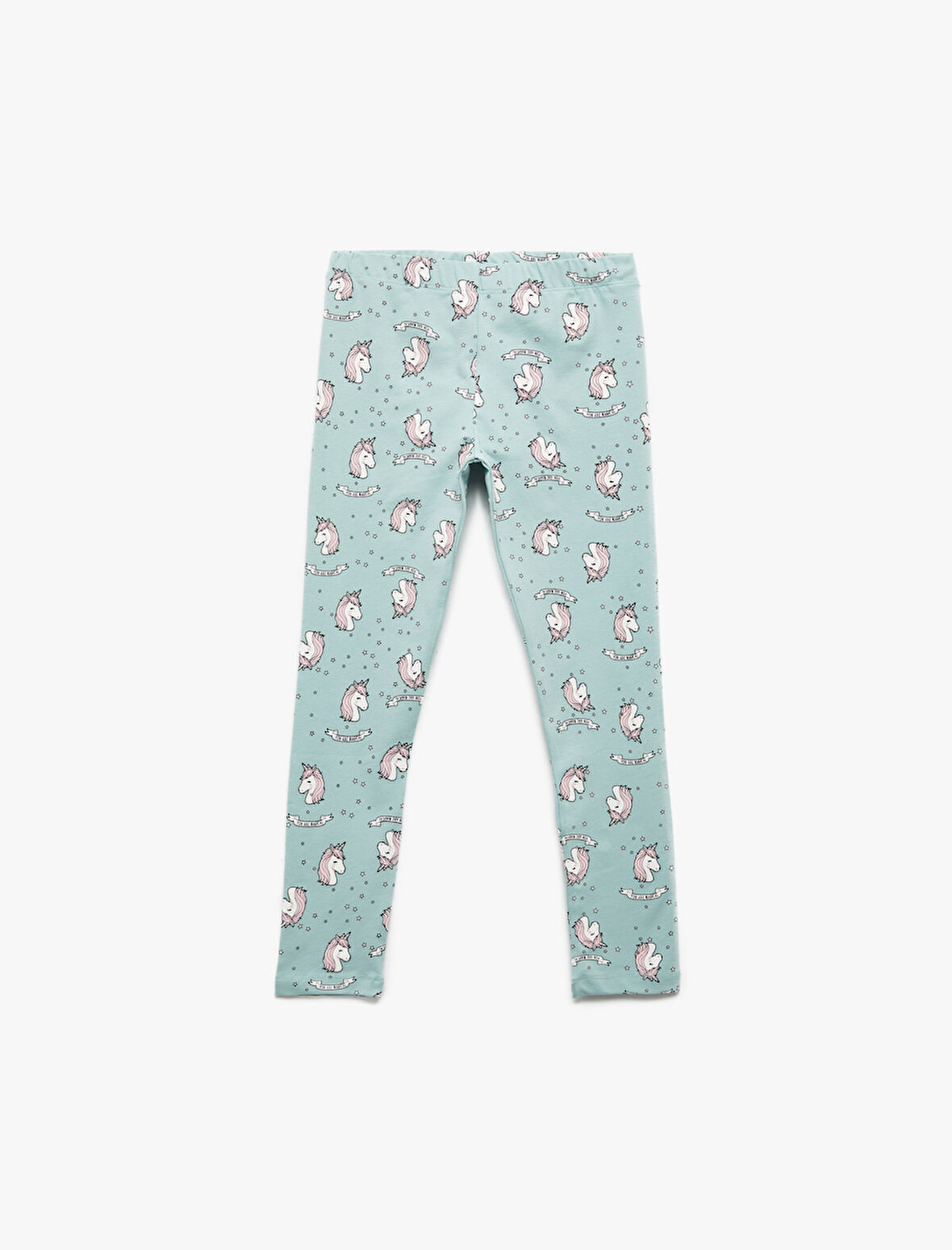 Unicorn Desenli Beli Lastikli Pamuklu Uzun Tayt