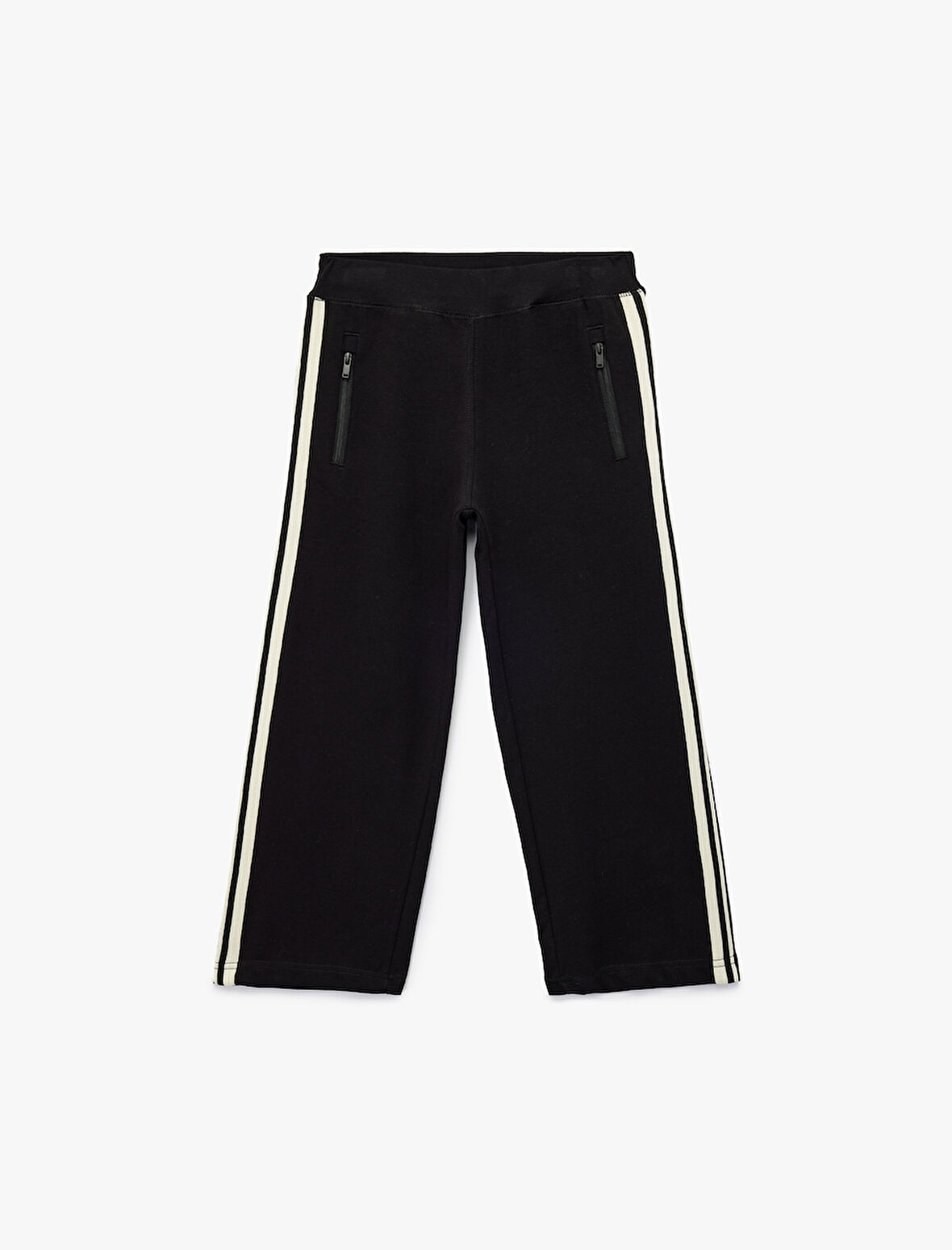 Fermuarlı Cepli Biyeli Geniş Paça Eşofman Altı