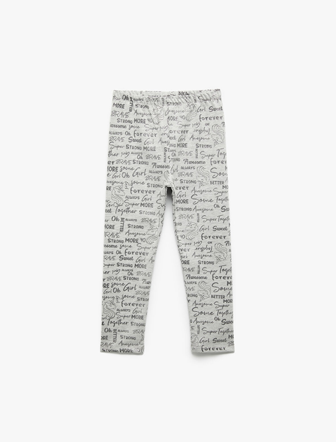 Sim Detaylı Baskılı Beli Lastikli Şardonlu Uzun Tayt