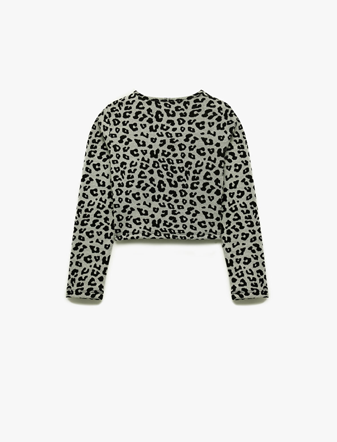 Pencere Detaylı Viskon Karışımlı Slim Fit Uzun Kollu Bisiklet Yaka Crop Bluz