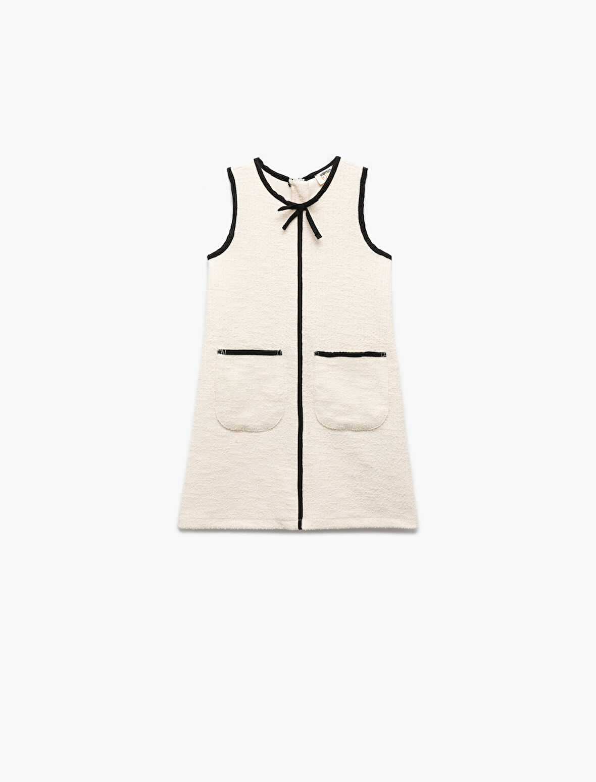 Fiyonk Detaylı Kolsuz Bisiklet Yaka Tüvit Elbise