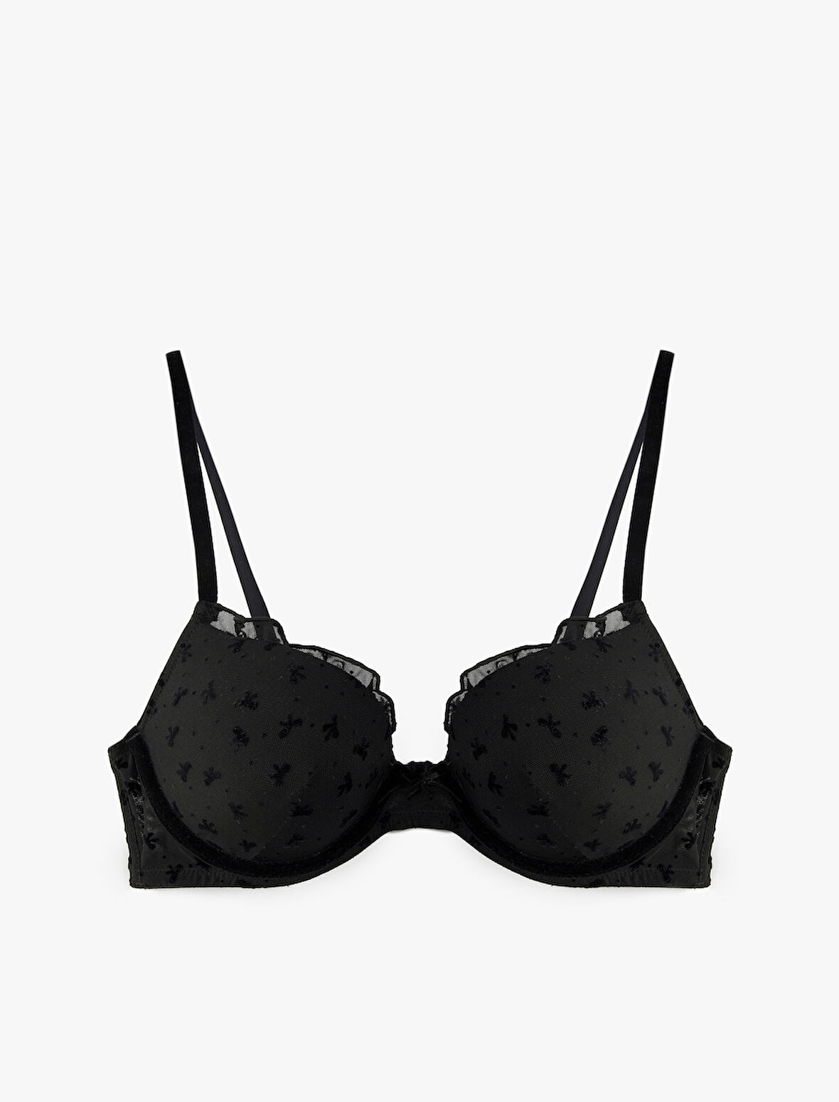 Fırfır Detaylı Fiyonk Desenli Destekli Ekstra Dolgulu Sütyen